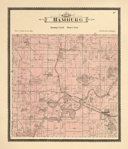 Hamburg from Standard Atlas of Livingston County, Michigan : Including a Plat Book of the Villages, Cities and Townships of the County, Map of the State, United States and World, Farmers Directory, Reference Business … 1895
