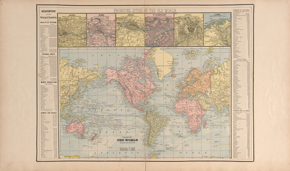 Chart of the World from Standard Atlas of Livingston County, Michigan : Including a Plat Book of the Villages, Cities and Townships of the County, Map of the State, United States and World, Farmers Directory, Reference Business … 1895 by Relic Map Company