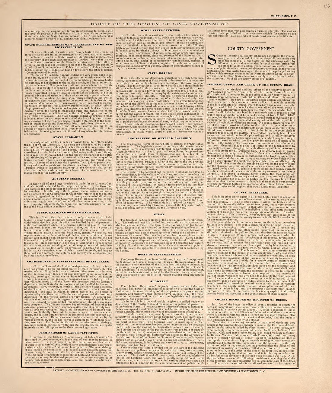 Digest of the System of Civil Government from Standard Atlas of Livingston County, Michigan : Including a Plat Book of the Villages, Cities and Townships of the County, Map of the State, United States and World, Farmers Directory, Reference Business �... by Relic Map Company