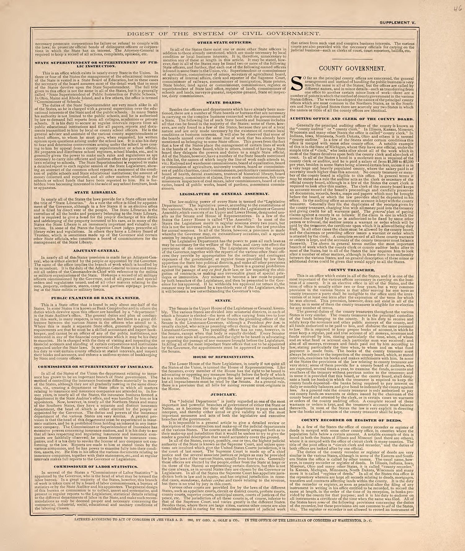 Digest of the System of Civil Government from Standard Atlas of Livingston County, Michigan : Including a Plat Book of the Villages, Cities and Townships of the County, Map of the State, United States and World, Farmers Directory, Reference Business �... by Relic Map Company