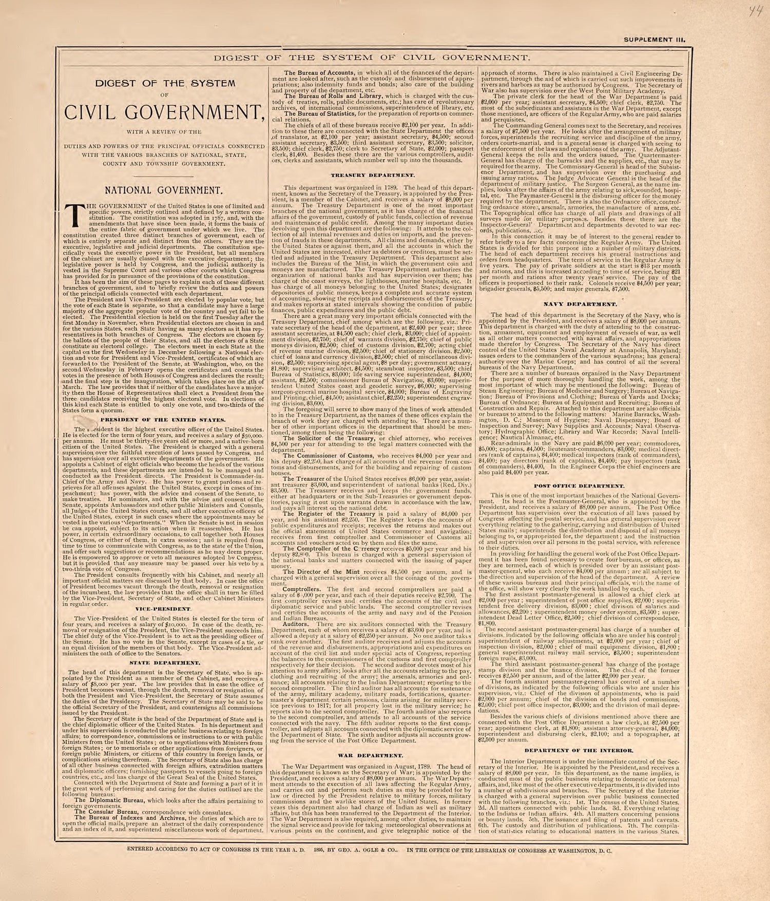 Digest of the System of Civil Government from Standard Atlas of Livingston County, Michigan : Including a Plat Book of the Villages, Cities and Townships of the County, Map of the State, United States and World, Farmers Directory, Reference Business �... by Relic Map Company