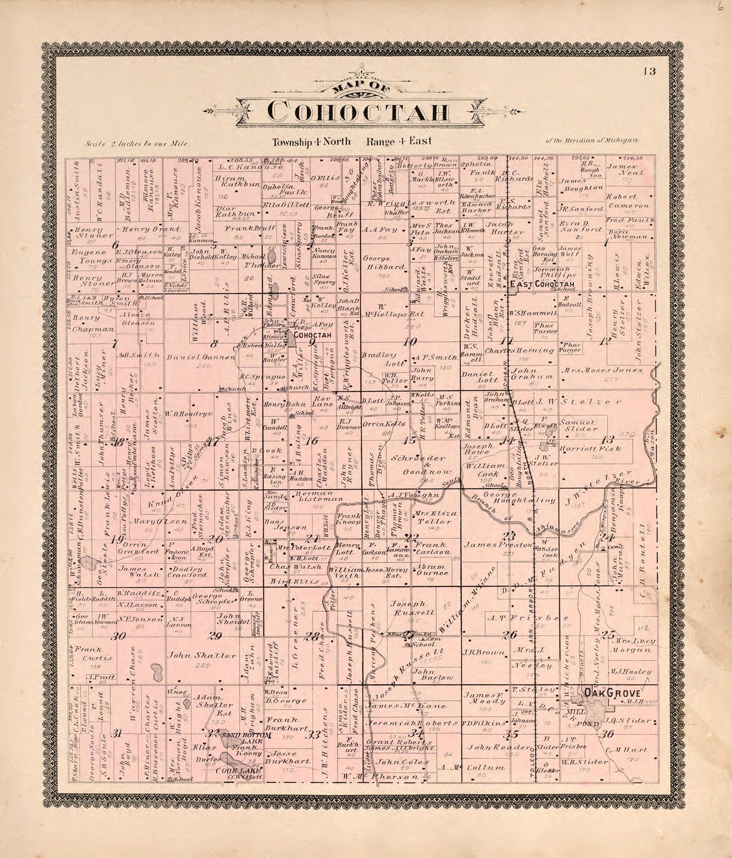 Cohoctah from Standard Atlas of Livingston County, Michigan : Including a Plat Book of the Villages, Cities and Townships of the County, Map of the State, United States and World, Farmers Directory, Reference Business … 1895 by Relic Map Company