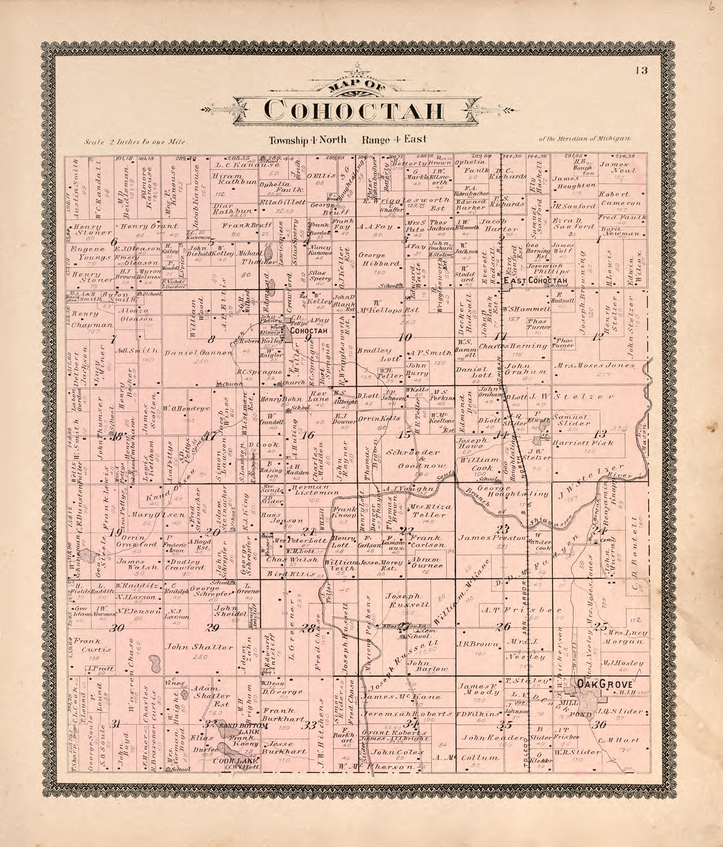 Cohoctah from Standard Atlas of Livingston County, Michigan : Including a Plat Book of the Villages, Cities and Townships of the County, Map of the State, United States and World, Farmers Directory, Reference Business … 1895 by Relic Map Company
