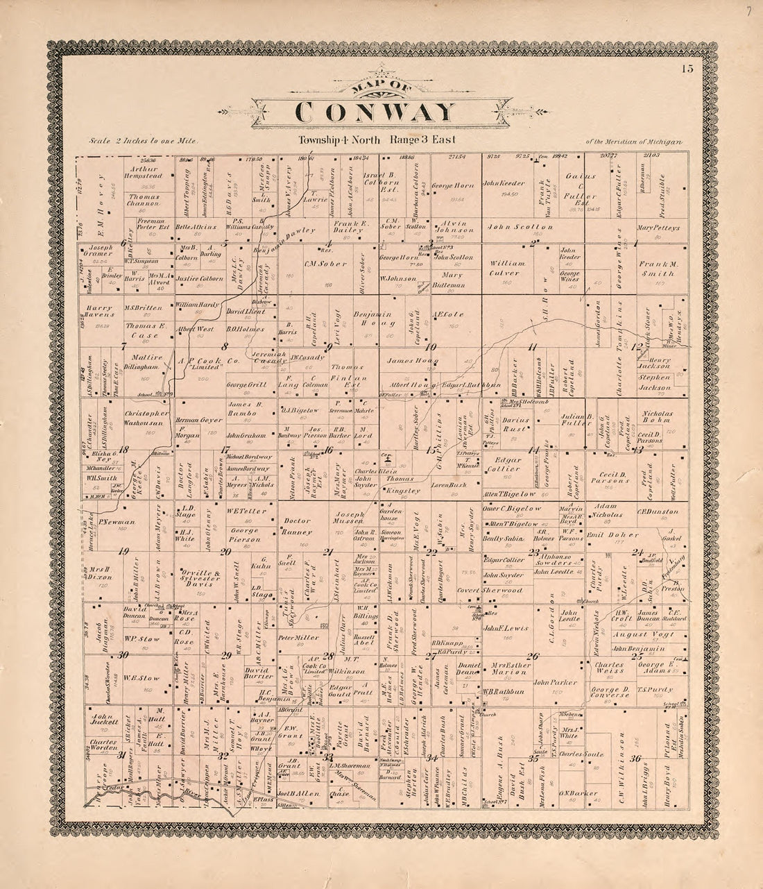 Conway from Standard Atlas of Livingston County, Michigan : Including a Plat Book of the Villages, Cities and Townships of the County, Map of the State, United States and World, Farmers Directory, Reference Business … 1895 by Relic Map Company