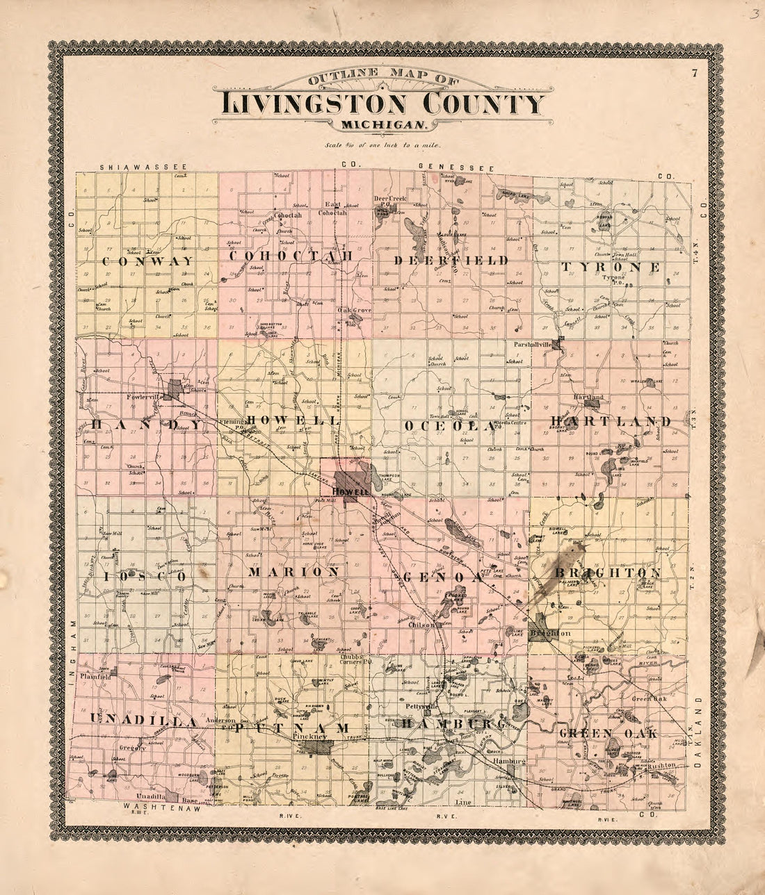 Livingston County from Standard Atlas of Livingston County, Michigan : Including a Plat Book of the Villages, Cities and Townships of the County, Map of the State, United States and World, Farmers Directory, Reference Business … 1895 by Relic Map Company
