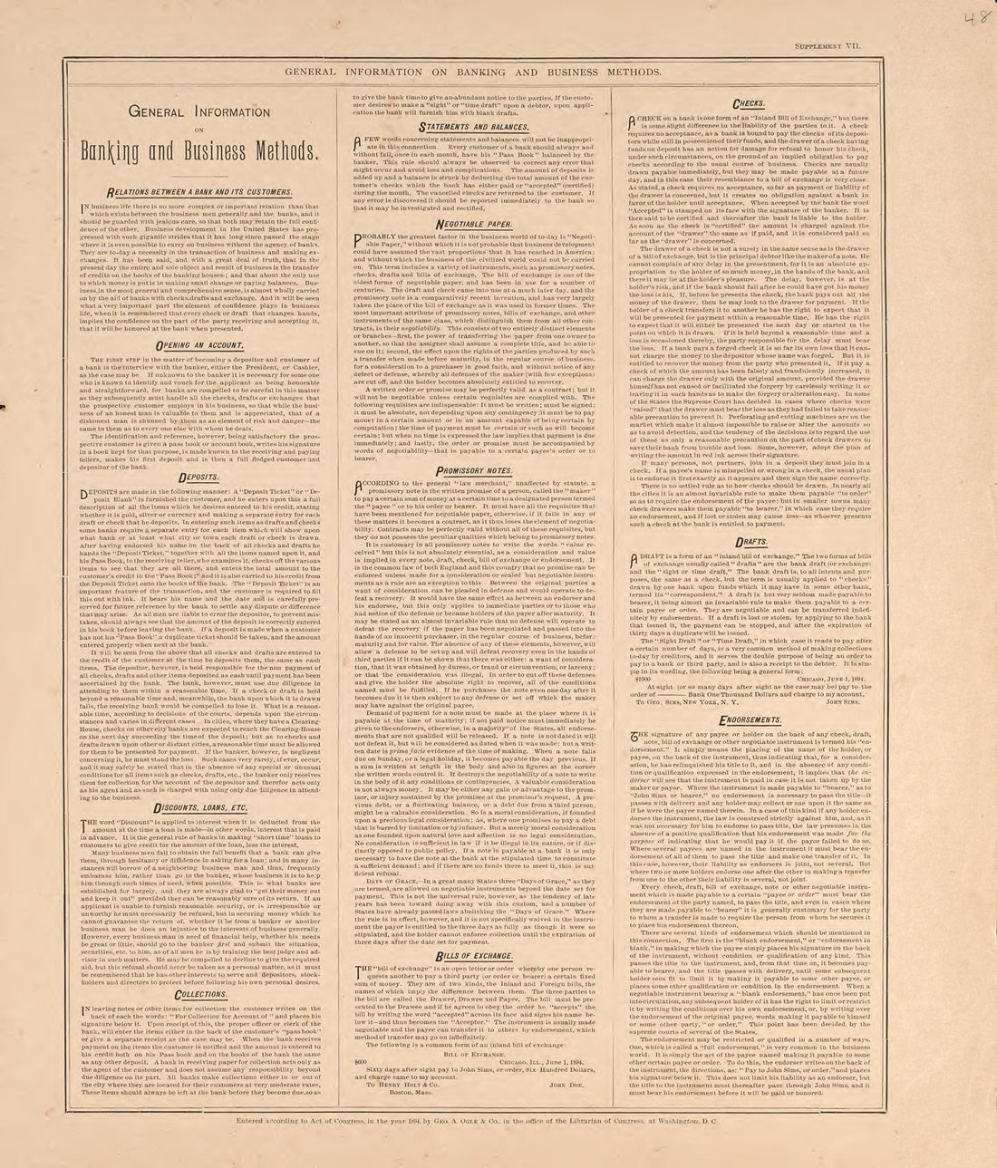General Information On Banking and Business Methods from Standard Atlas of Livingston County, Michigan : Including a Plat Book of the Villages, Cities and Townships of the County, Map of the State, United States and World, Farmers Directory, Reference... by Relic Map Company
