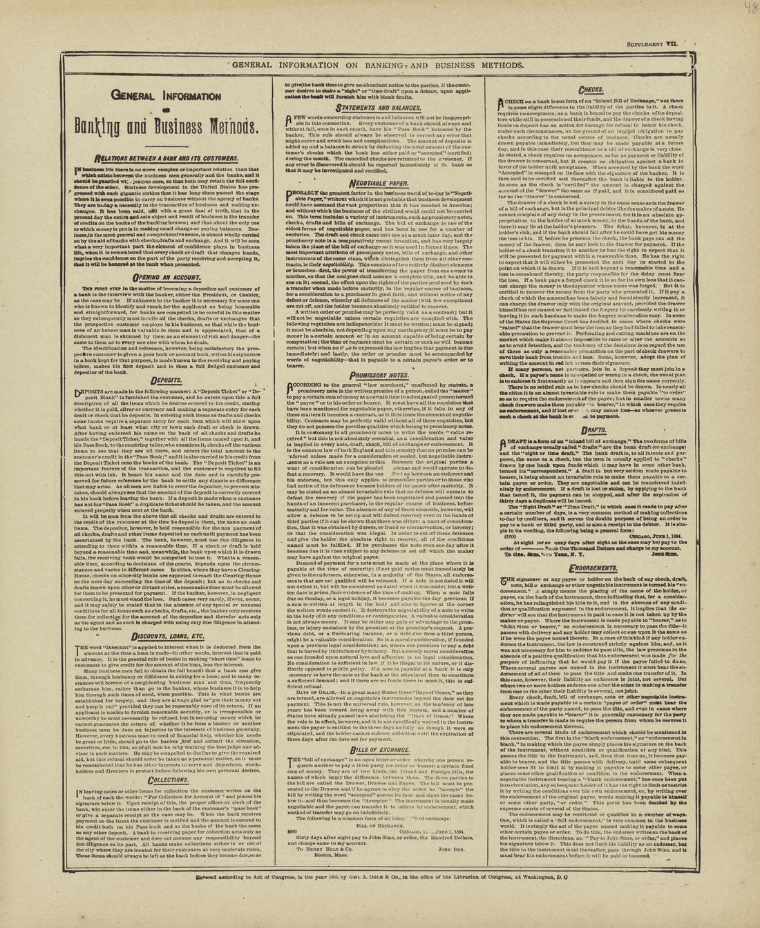 General Information On Banking and Business Methods from Standard Atlas of Marshall County, Indiana : Including a Plat Book of the Villages, Cities and Townships of the County, Map of the State, United States and World, Patrons Directory, Reference Bu... by Relic Map Company