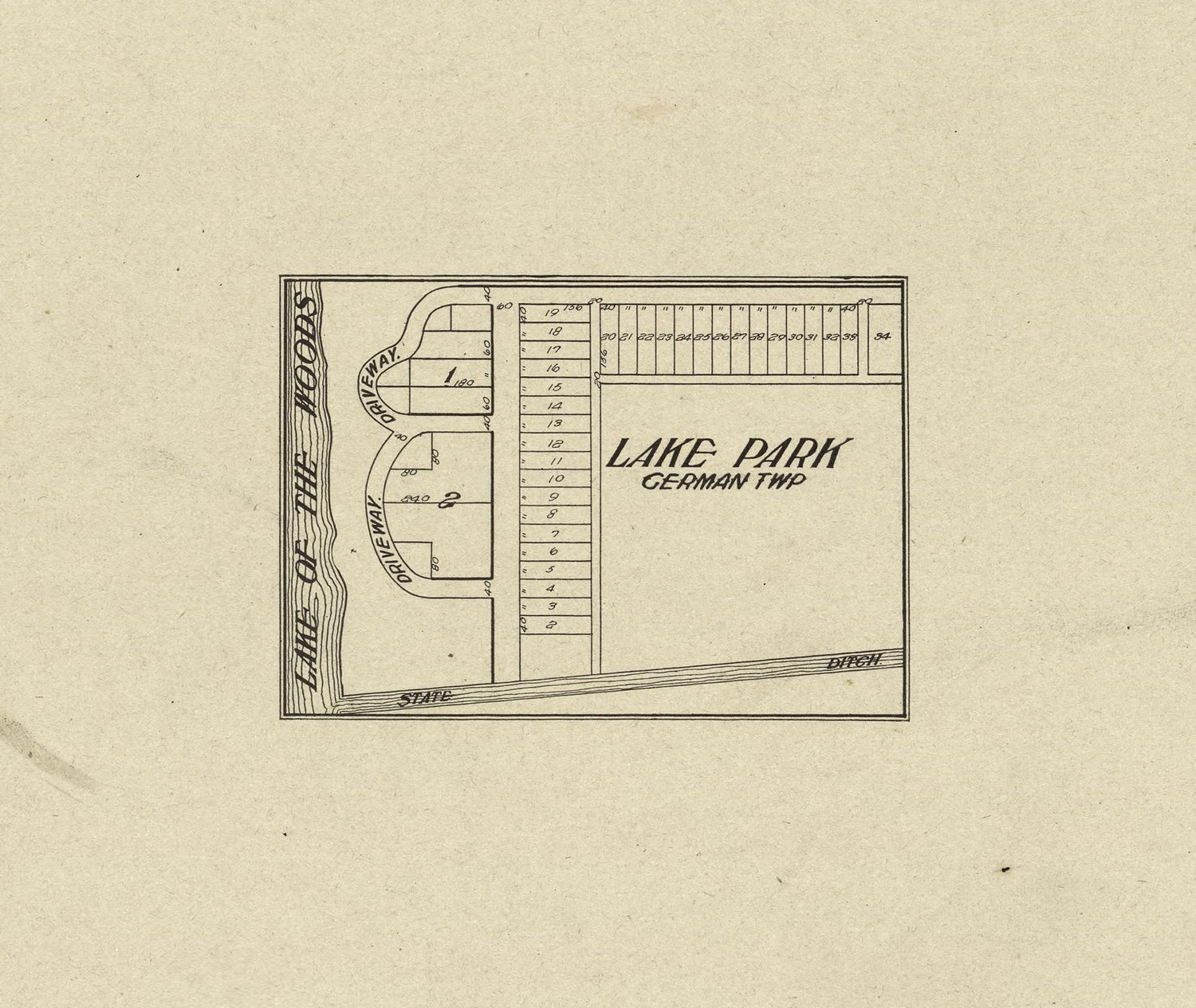 Map of Lake Park, German Township from Standard Atlas of Marshall County, Indiana : Including a Plat Book of the Villages, Cities and Townships of the County, Map of the State, United States and World, Patrons Directory, Reference Business … 1908 by Relic Map Company