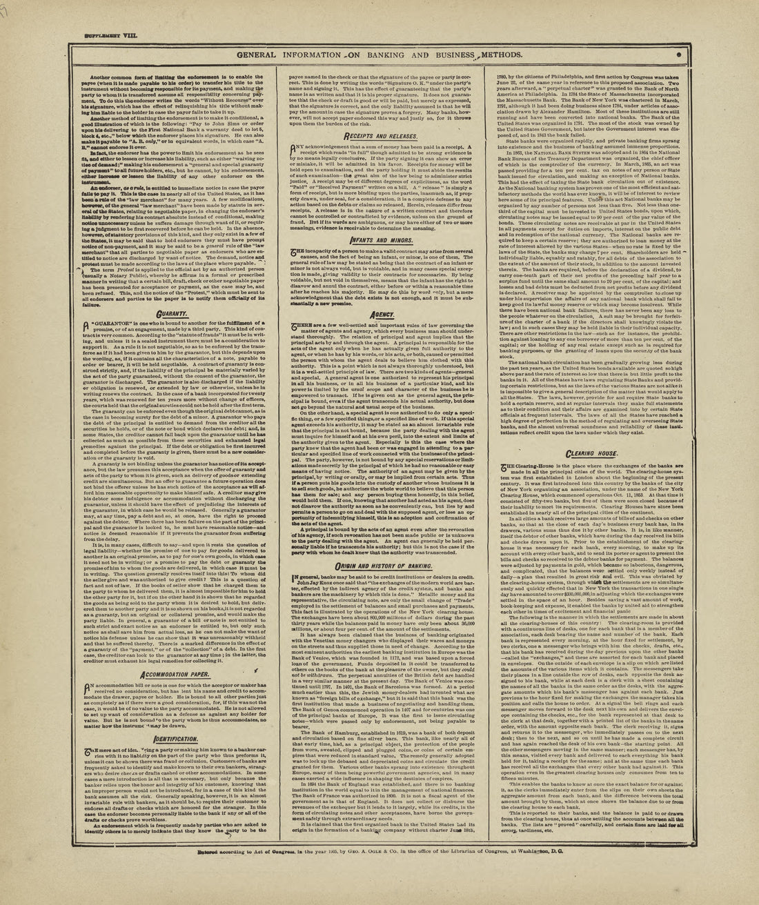 General Information On Banking and Business Methods - Continued from Standard Atlas of Marshall County, Indiana : Including a Plat Book of the Villages, Cities and Townships of the County, Map of the State, United States and World, Patrons Directory, ... by Relic Map Company