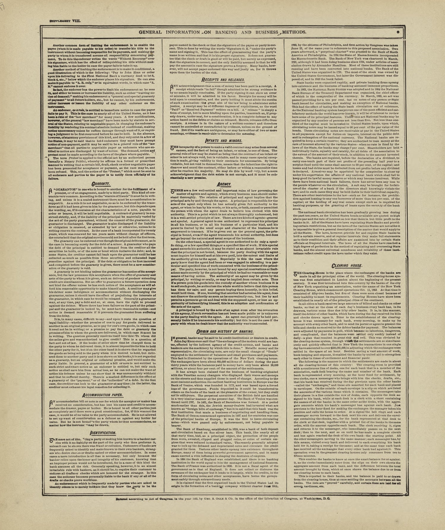 General Information On Banking and Business Methods - Continued from Standard Atlas of Marshall County, Indiana : Including a Plat Book of the Villages, Cities and Townships of the County, Map of the State, United States and World, Patrons Directory, ... by Relic Map Company