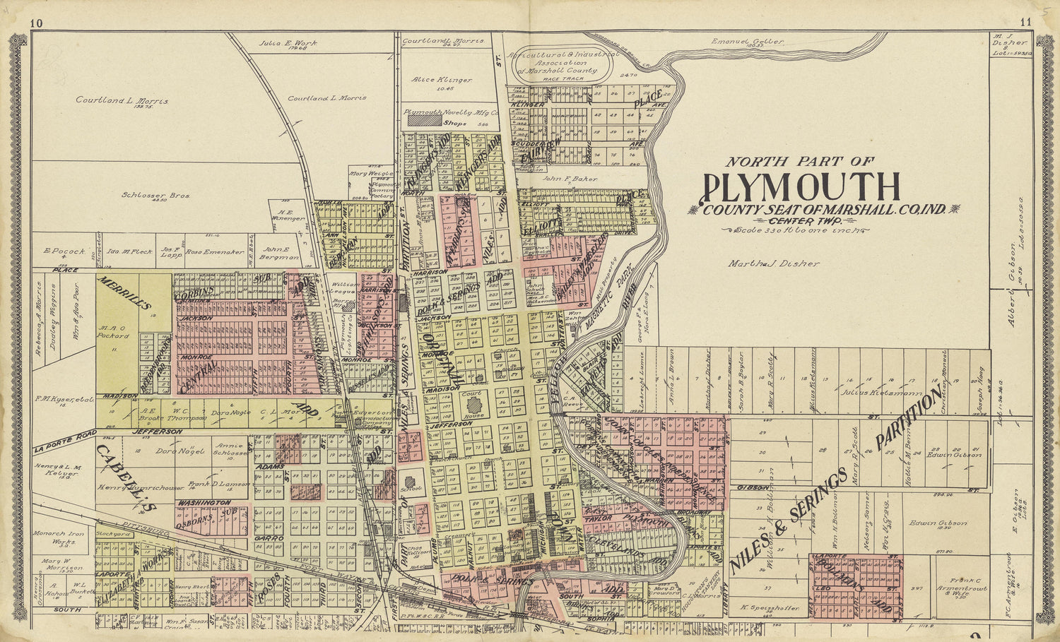 Map of North Part of Plymouth from Standard Atlas of Marshall County, Indiana : Including a Plat Book of the Villages, Cities and Townships of the County, Map of the State, United States and World, Patrons Directory, Reference Business … 1908 by Relic Map Company