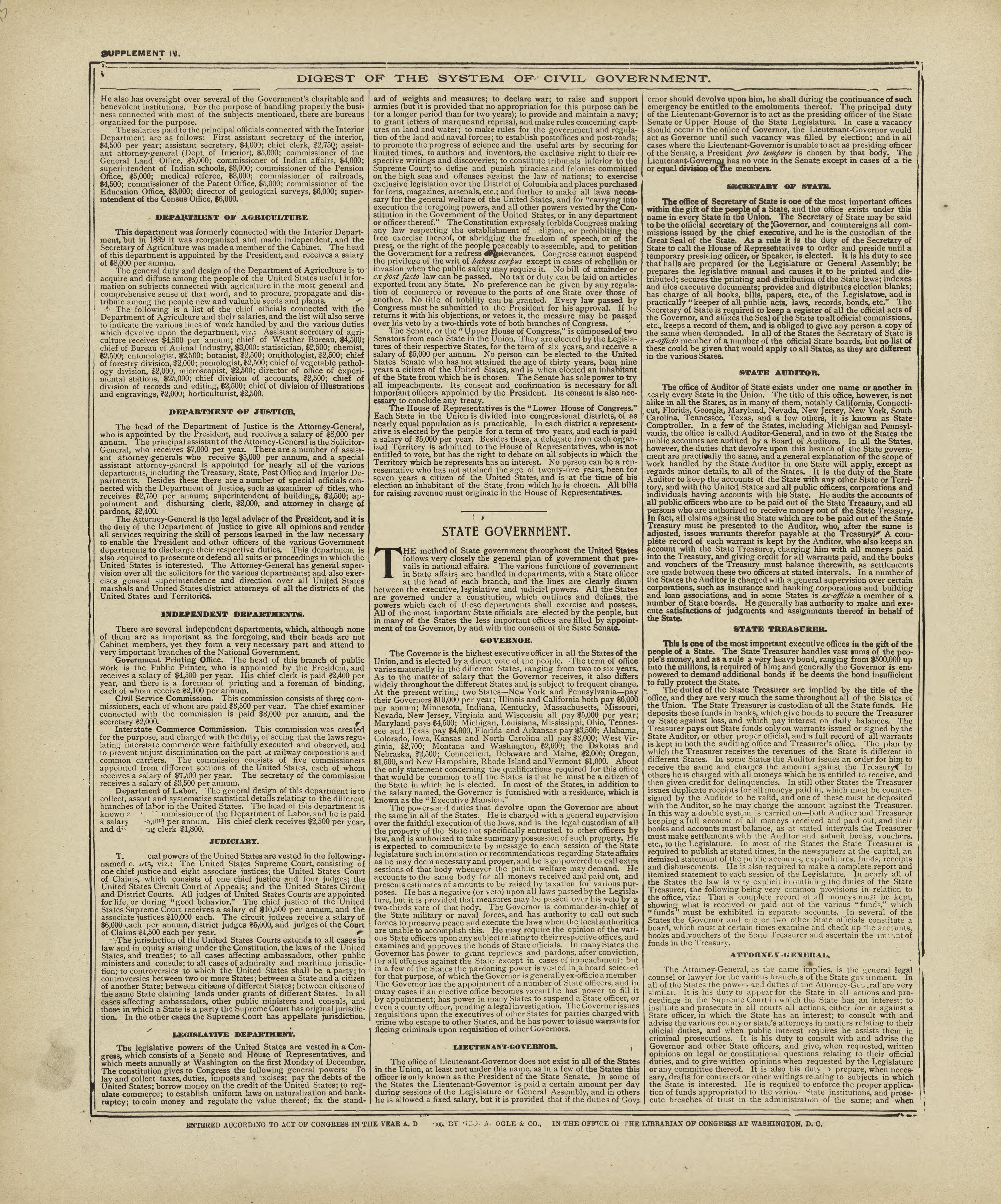 Digest of the System of Civil Government - Continued from Standard Atlas of Marshall County, Indiana : Including a Plat Book of the Villages, Cities and Townships of the County, Map of the State, United States and World, Patrons Directory, Reference B... by Relic Map Company