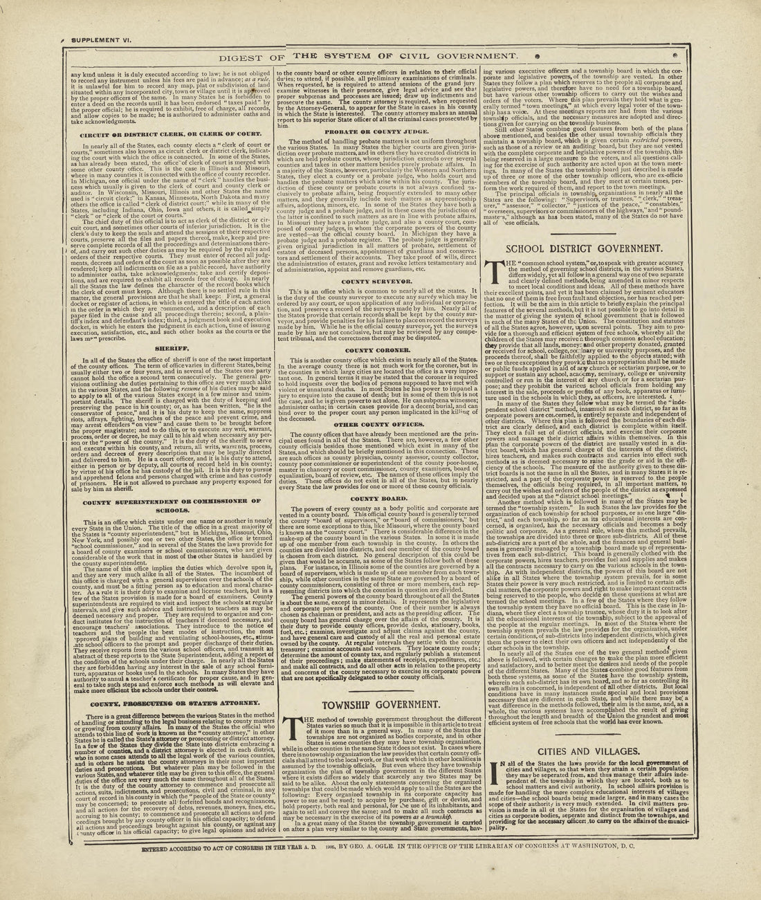 Digest of the System of Civil Government - Continued from Standard Atlas of Marshall County, Indiana : Including a Plat Book of the Villages, Cities and Townships of the County, Map of the State, United States and World, Patrons Directory, Reference B... by Relic Map Company