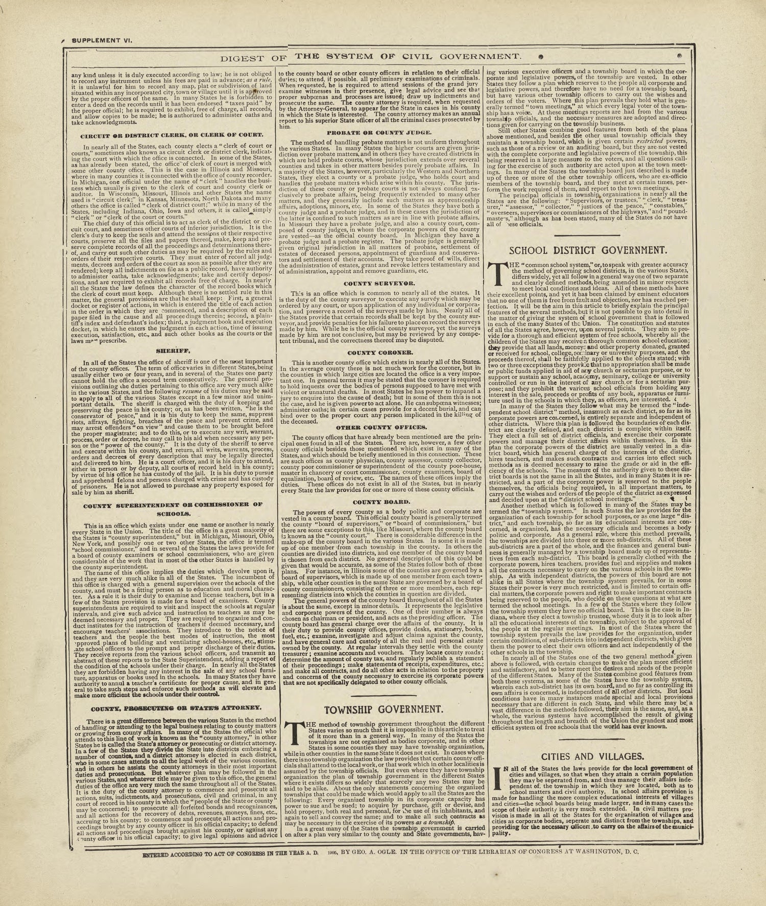Digest of the System of Civil Government - Continued from Standard Atlas of Marshall County, Indiana : Including a Plat Book of the Villages, Cities and Townships of the County, Map of the State, United States and World, Patrons Directory, Reference B... by Relic Map Company