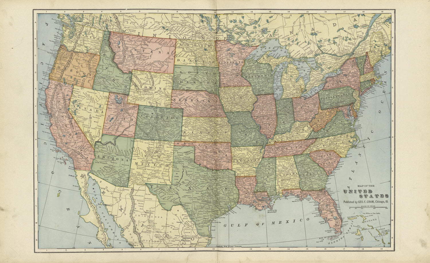 Map of the United States from Standard Atlas of Marshall County, Indiana : Including a Plat Book of the Villages, Cities and Townships of the County, Map of the State, United States and World, Patrons Directory, Reference Business … 1908 by Relic Map Company