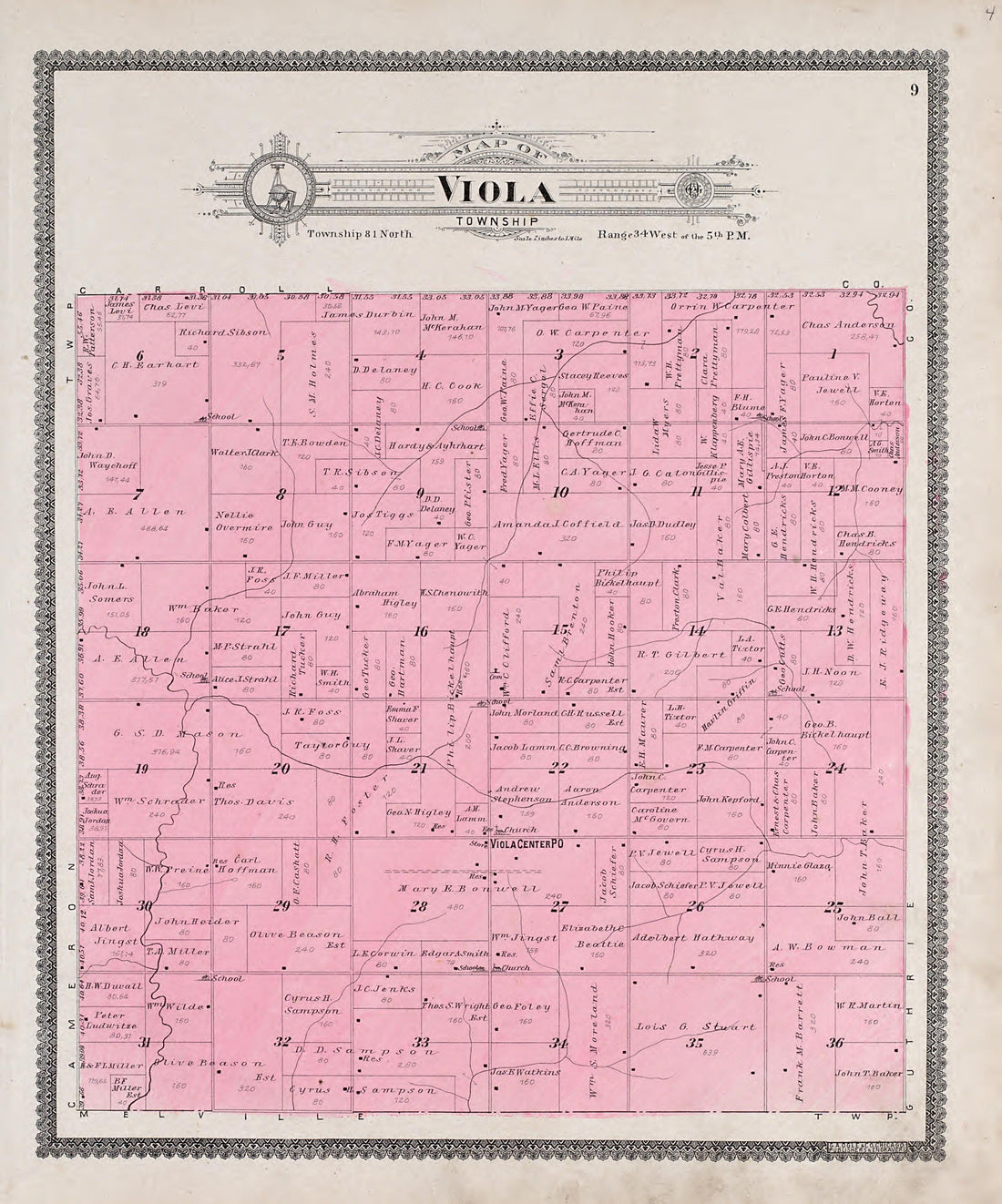 Viola Township from Standard Atlas of Audubon County, Iowa : Including a Plat Book of the Villages, Cities and Townships of the County, Map of the State, United States and World, Patrons Directory, Reference Business … 1900 by Relic Map Company