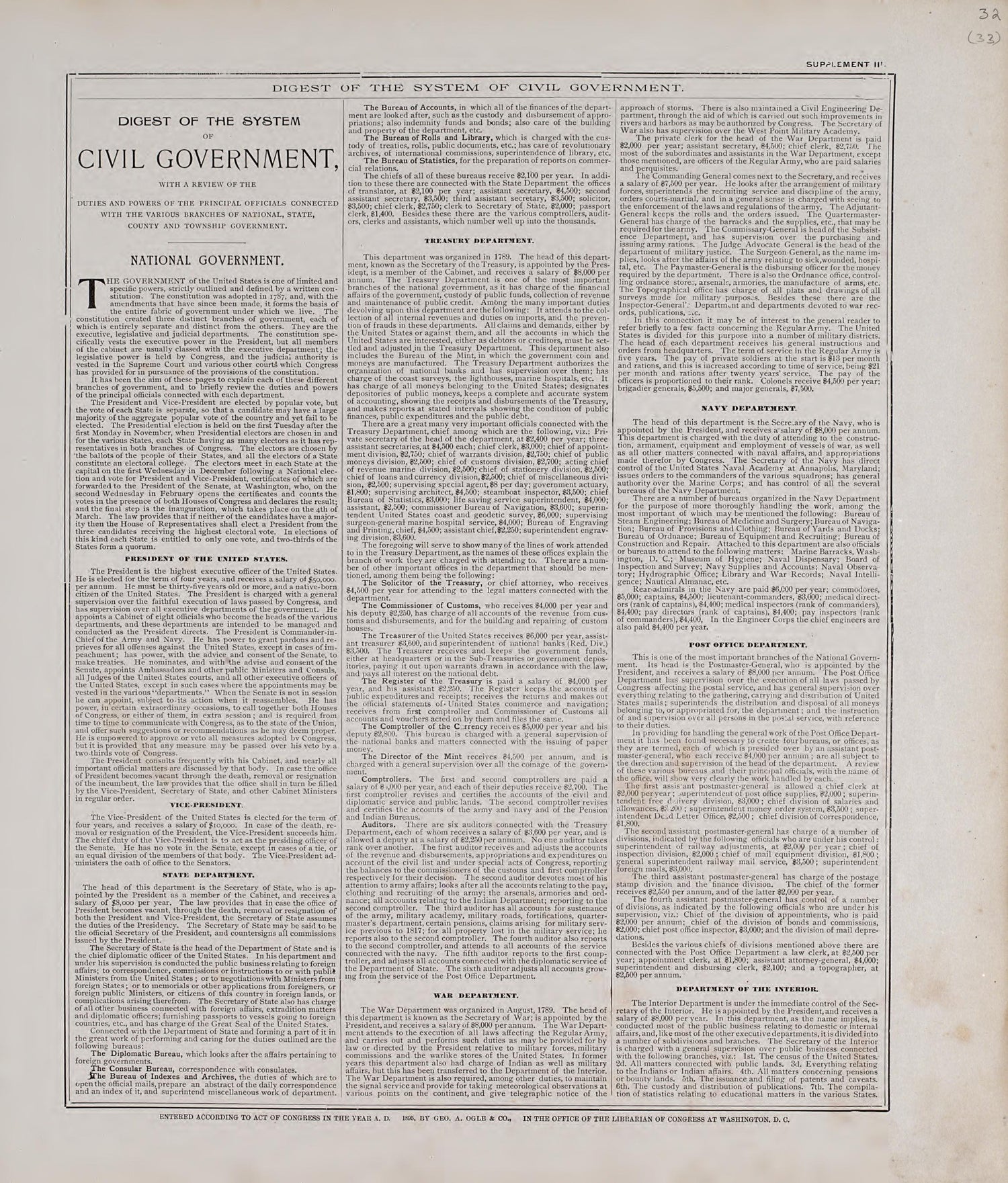 Digest of the System of Civil Government from Standard Atlas of Audubon County, Iowa : Including a Plat Book of the Villages, Cities and Townships of the County, Map of the State, United States and World, Patrons Directory, Reference Business … 1900 by Relic Map Company