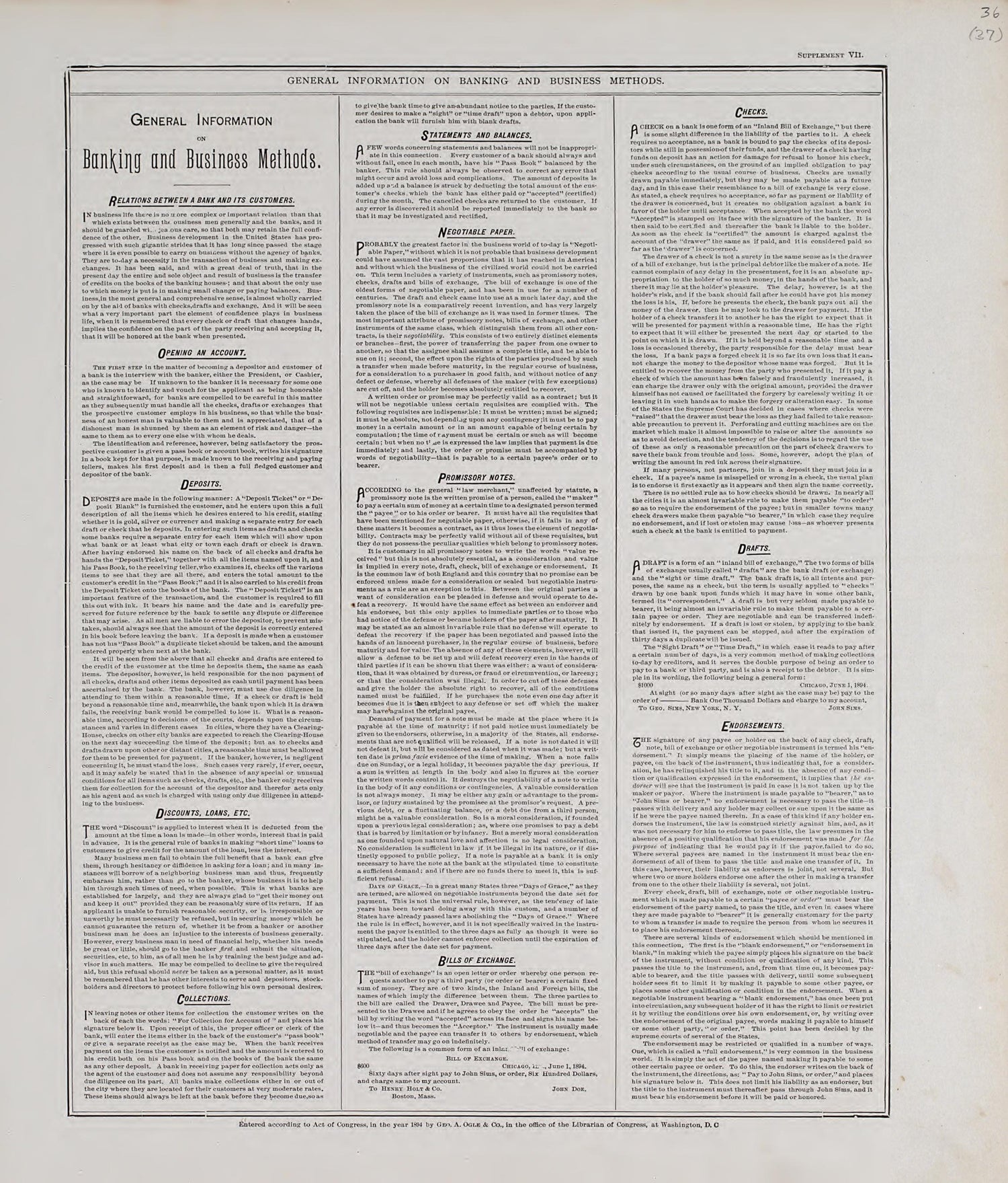 General Information of Banking and Business Methods from Standard Atlas of Audubon County, Iowa : Including a Plat Book of the Villages, Cities and Townships of the County, Map of the State, United States and World, Patrons Directory, Reference Busine... by Relic Map Company