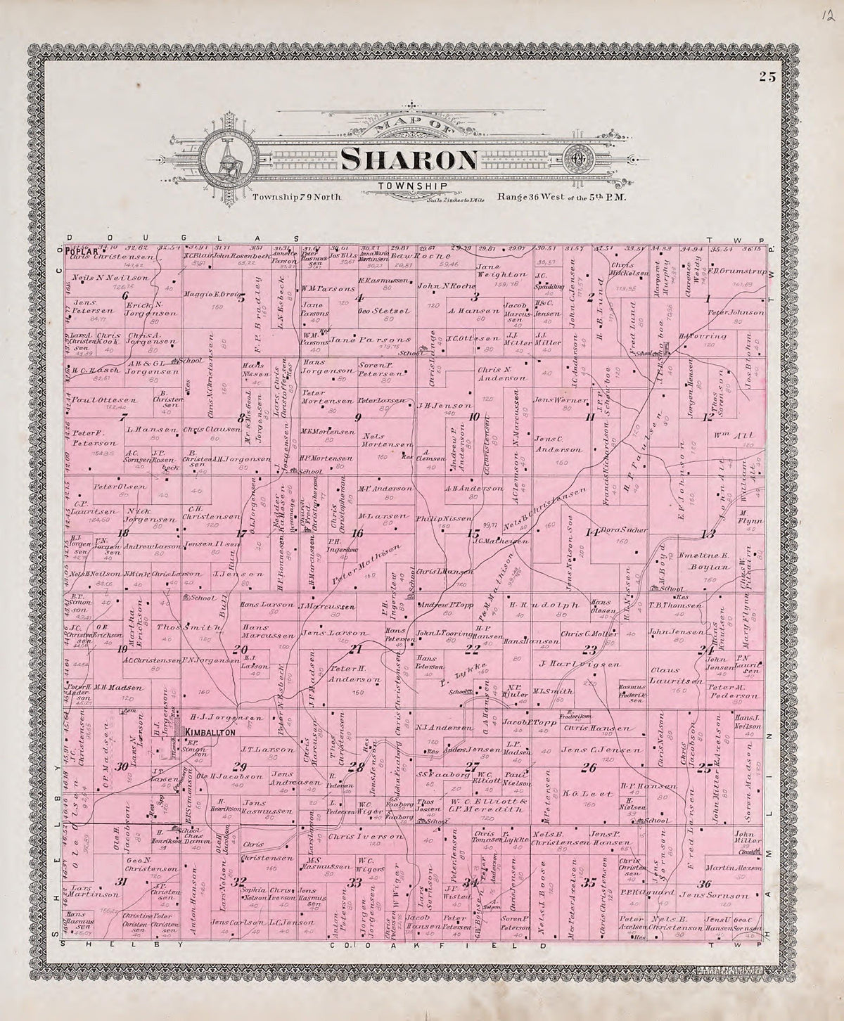 Sharon Township from Standard Atlas of Audubon County, Iowa : Including a Plat Book of the Villages, Cities and Townships of the County, Map of the State, United States and World, Patrons Directory, Reference Business … 1900 by Relic Map Company