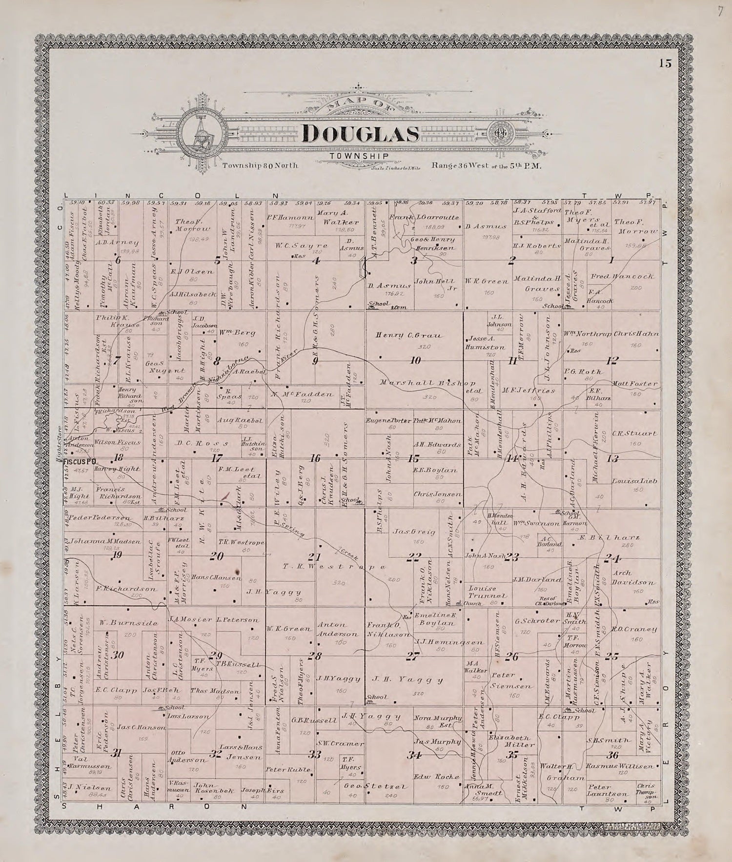 Douglas Township from Standard Atlas of Audubon County, Iowa : Including a Plat Book of the Villages, Cities and Townships of the County, Map of the State, United States and World, Patrons Directory, Reference Business … 1900 by Relic Map Company