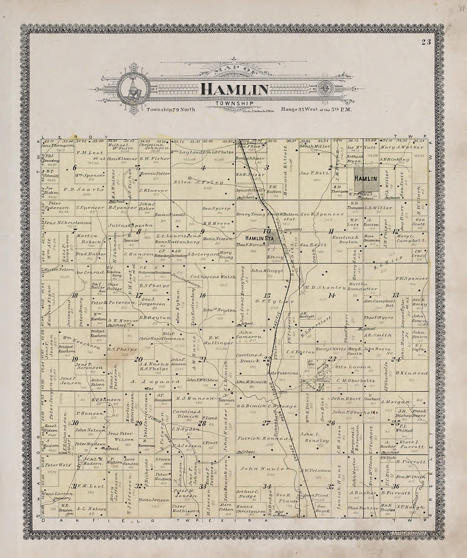 Hamlin Township from Standard Atlas of Audubon County, Iowa : Including a Plat Book of the Villages, Cities and Townships of the County, Map of the State, United States and World, Patrons Directory, Reference Business … 1900 by Relic Map Company