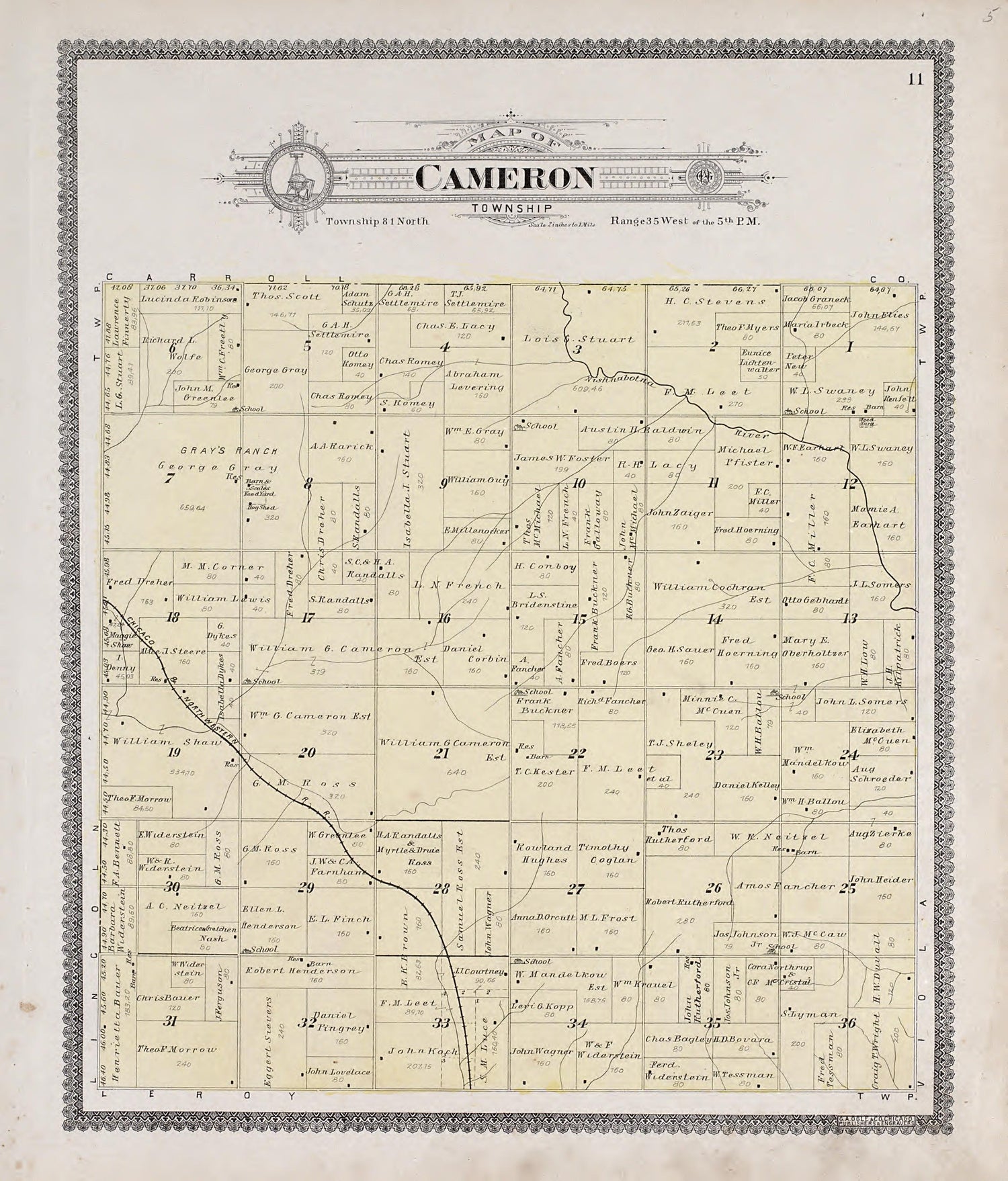 Cameron Township from Standard Atlas of Audubon County, Iowa : Including a Plat Book of the Villages, Cities and Townships of the County, Map of the State, United States and World, Patrons Directory, Reference Business … 1900 by Relic Map Company