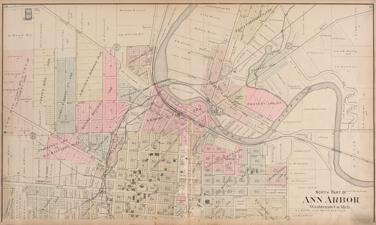 North Part of Ann Arbor, Washtenaw County, Michigan from Standard Atlas of Washtenaw County, Michigan : Including a Plat Book of the Villages, Cities and Townships of the County, Map of the State, United States and World, Farmers Directory, Reference ... by Relic Map Company