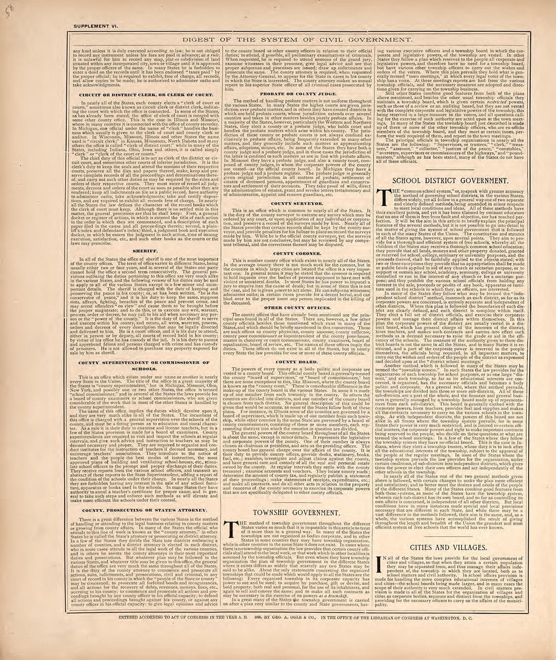Digest of the System of Civil Government from Standard Atlas of Washtenaw County, Michigan : Including a Plat Book of the Villages, Cities and Townships of the County, Map of the State, United States and World, Farmers Directory, Reference Business �... by Relic Map Company