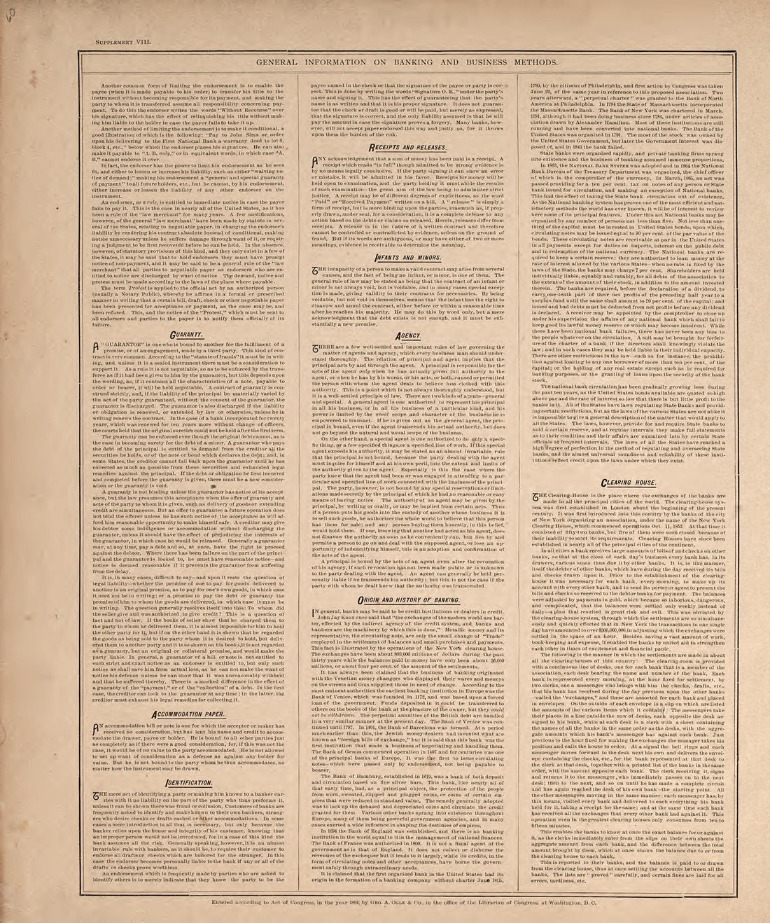 General Information On Banking and Business Methods from Standard Atlas of Washtenaw County, Michigan : Including a Plat Book of the Villages, Cities and Townships of the County, Map of the State, United States and World, Farmers Directory, Reference ... by Relic Map Company