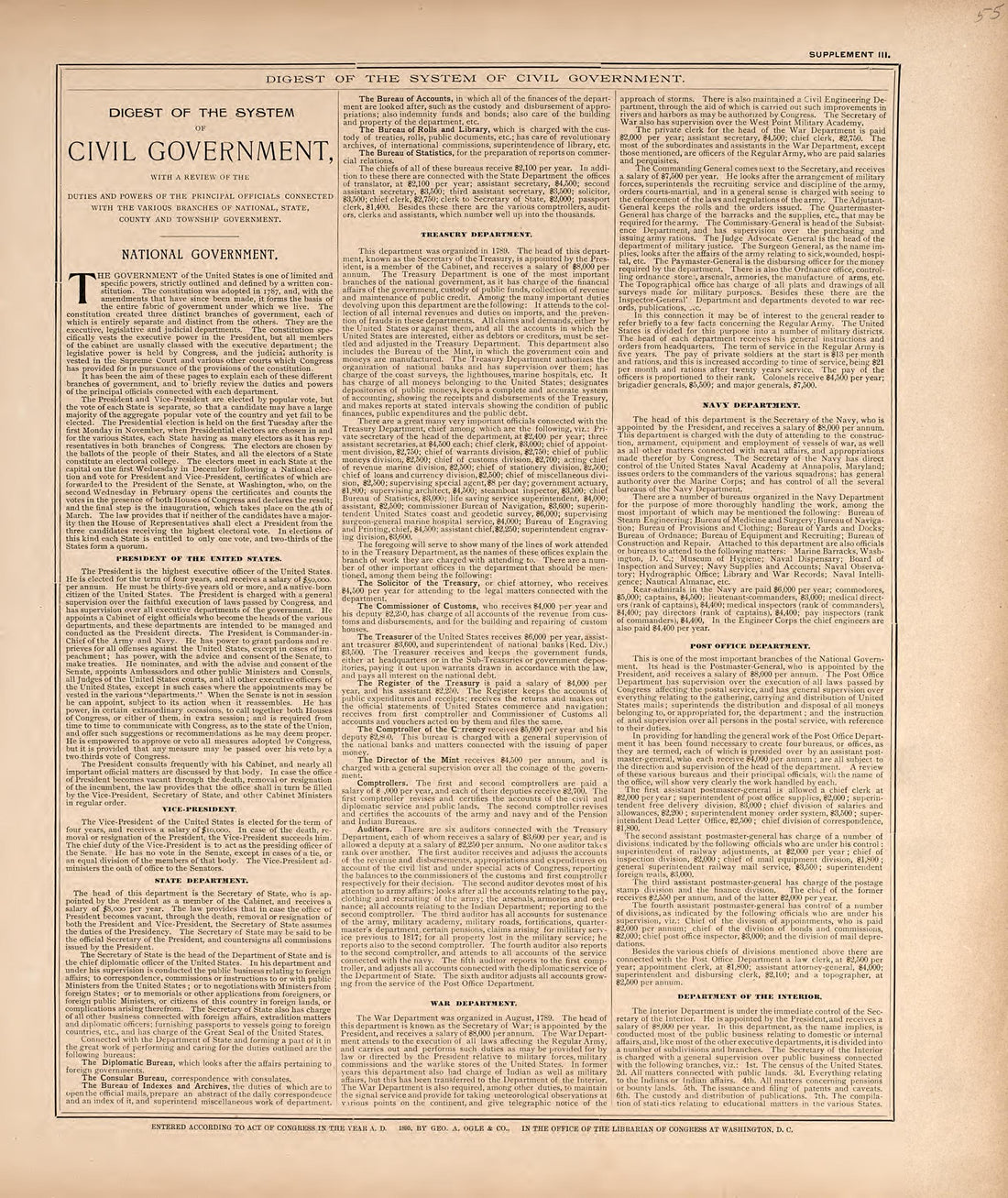 Digest of the System of Civil Government from Standard Atlas of Washtenaw County, Michigan : Including a Plat Book of the Villages, Cities and Townships of the County, Map of the State, United States and World, Farmers Directory, Reference Business �... by Relic Map Company
