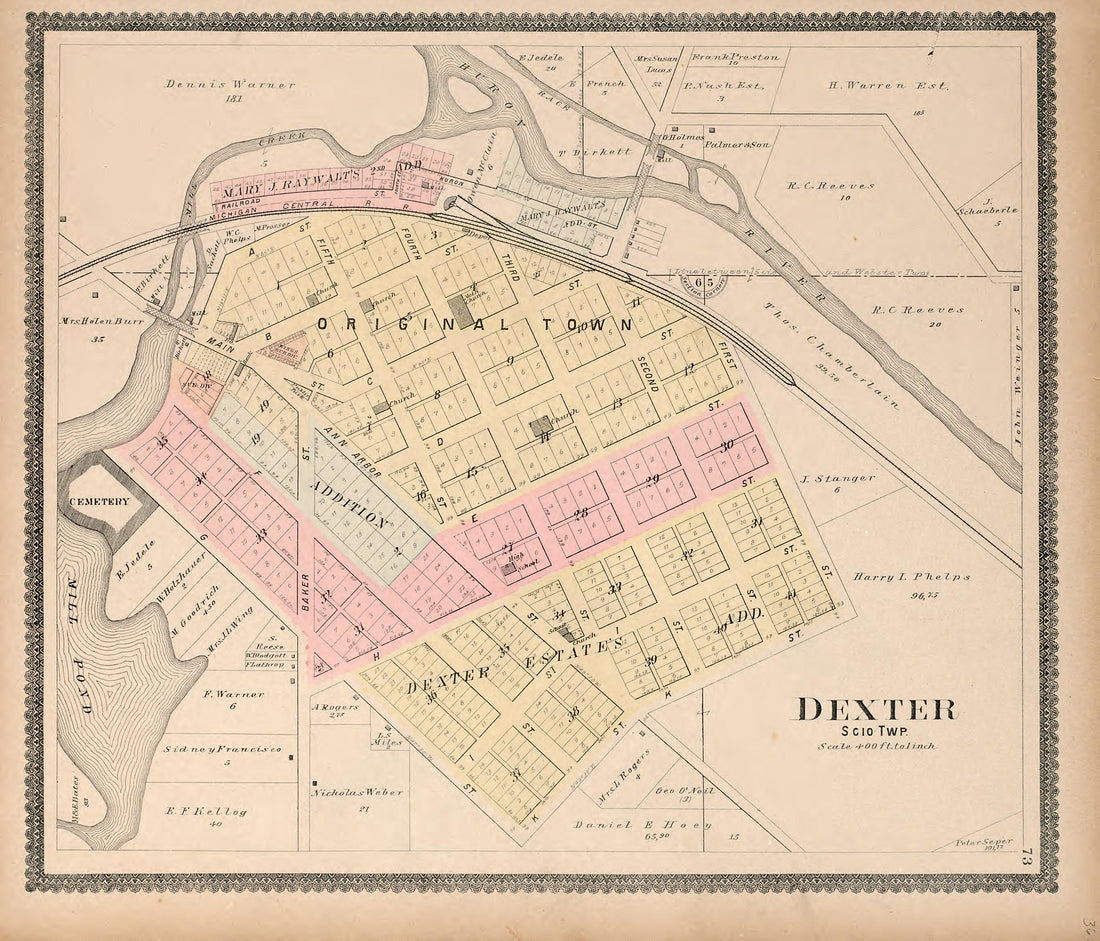 Dexter from Standard Atlas of Washtenaw County, Michigan : Including a Plat Book of the Villages, Cities and Townships of the County, Map of the State, United States and World, Farmers Directory, Reference Business … 1895 by Relic Map Company