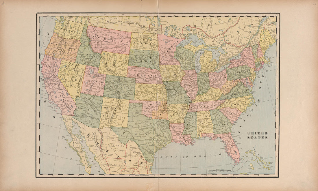 United States from Standard Atlas of Washtenaw County, Michigan : Including a Plat Book of the Villages, Cities and Townships of the County, Map of the State, United States and World, Farmers Directory, Reference Business … 1895 by Relic Map Company
