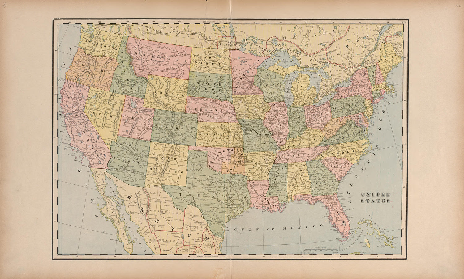 United States from Standard Atlas of Washtenaw County, Michigan : Including a Plat Book of the Villages, Cities and Townships of the County, Map of the State, United States and World, Farmers Directory, Reference Business … 1895 by Relic Map Company
