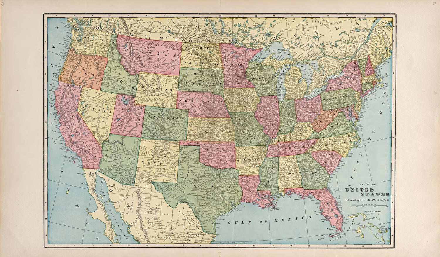 Map of the United States from Standard Atlas of Jerauld County, South Dakota : Including a Plat Book of the Villages, Cities and Townships of the County, Map of the State, United States and World, Patrons Directory, Reference … 1909 by Relic Map Company
