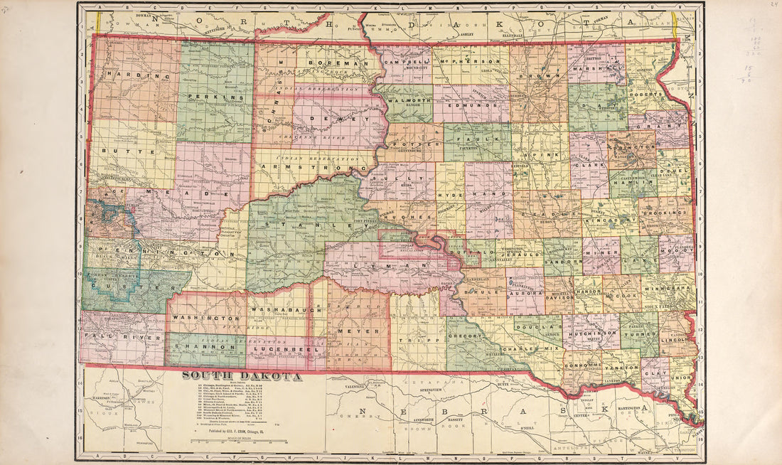 South Dakota from Standard Atlas of Jerauld County, South Dakota : Including a Plat Book of the Villages, Cities and Townships of the County, Map of the State, United States and World, Patrons Directory, Reference … 1909 by Relic Map Company