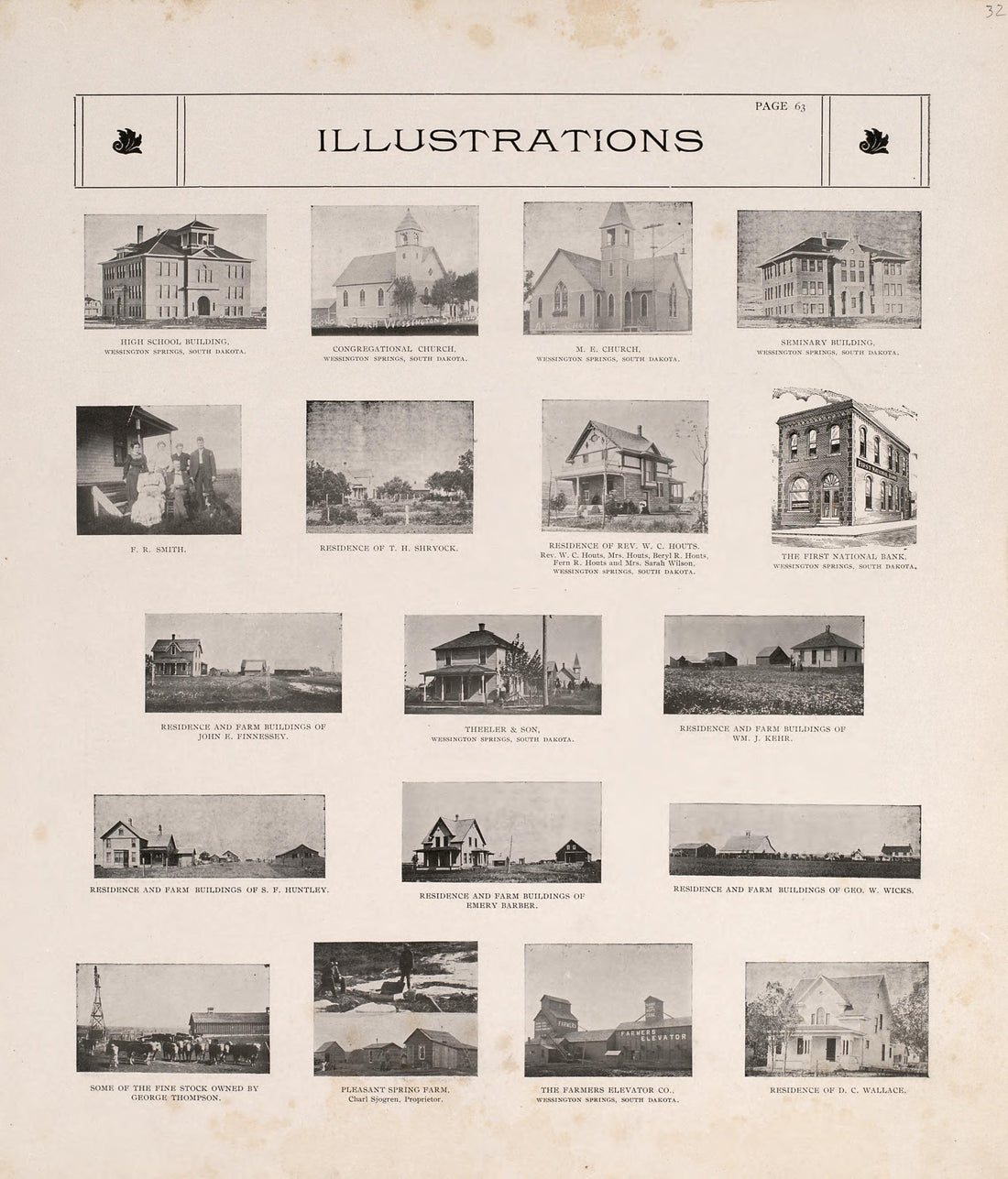 Illustrations from Standard Atlas of Jerauld County, South Dakota : Including a Plat Book of the Villages, Cities and Townships of the County, Map of the State, United States and World, Patrons Directory, Reference … 1909 by Relic Map Company