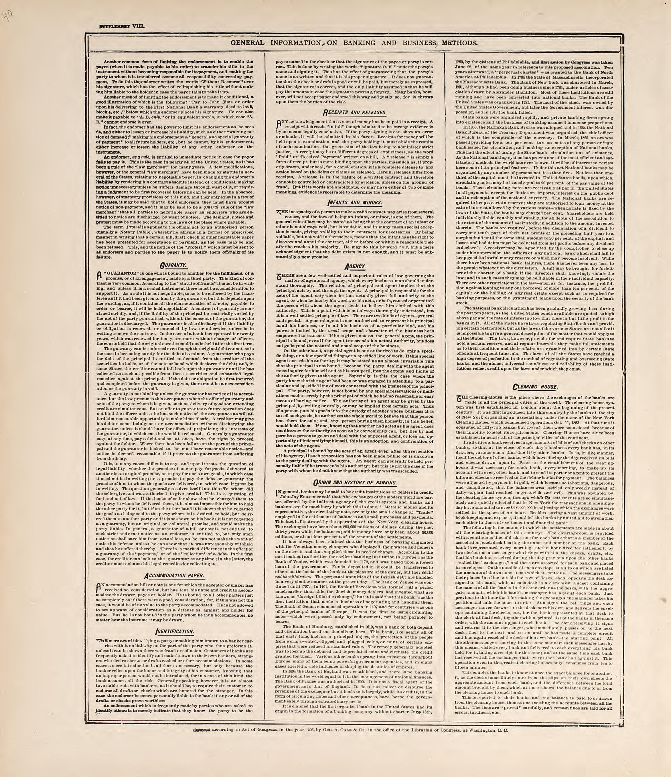 General Information On Banking and Business Methods from Standard Atlas of Jerauld County, South Dakota : Including a Plat Book of the Villages, Cities and Townships of the County, Map of the State, United States and World, Patrons Directory, Referenc... by Relic Map Company