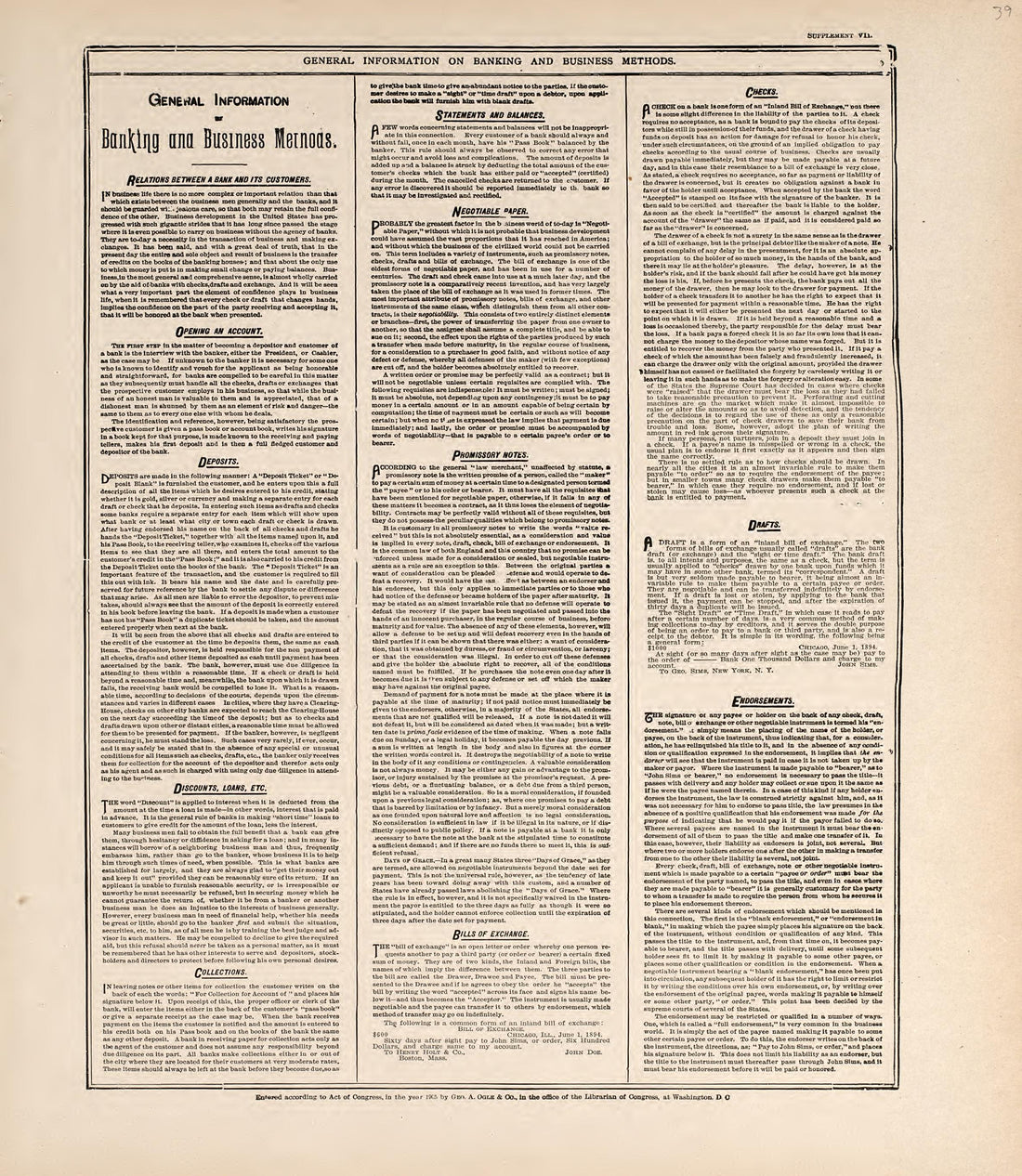General Information On Banking and Business Methods from Standard Atlas of Jerauld County, South Dakota : Including a Plat Book of the Villages, Cities and Townships of the County, Map of the State, United States and World, Patrons Directory, Referenc... by Relic Map Company