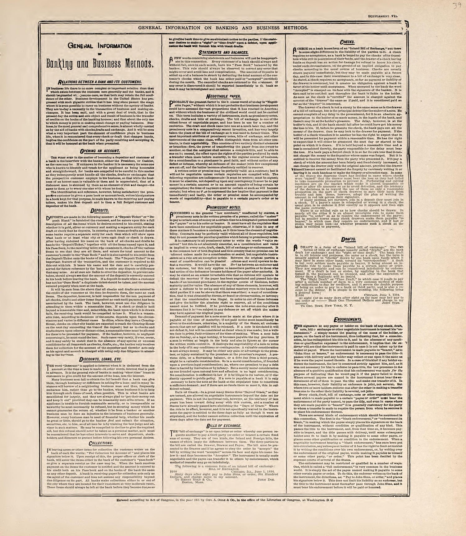 General Information On Banking and Business Methods from Standard Atlas of Jerauld County, South Dakota : Including a Plat Book of the Villages, Cities and Townships of the County, Map of the State, United States and World, Patrons Directory, Referenc... by Relic Map Company
