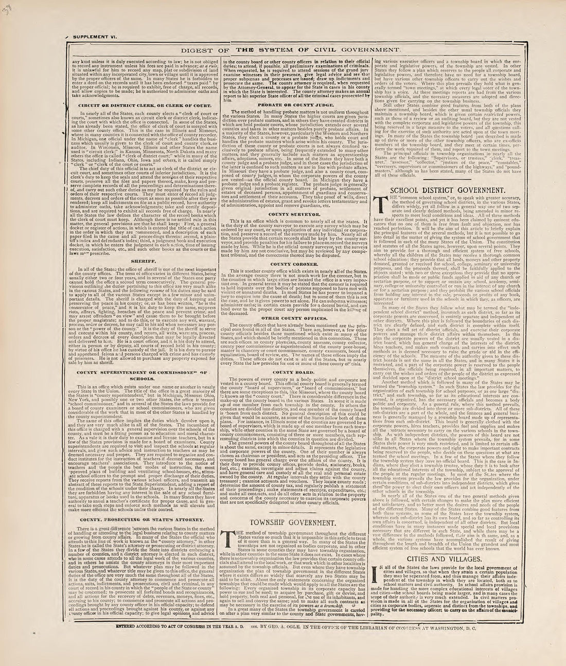 Digest of the System of Civil Government from Standard Atlas of Jerauld County, South Dakota : Including a Plat Book of the Villages, Cities and Townships of the County, Map of the State, United States and World, Patrons Directory, Reference … 1909 by Relic Map Company