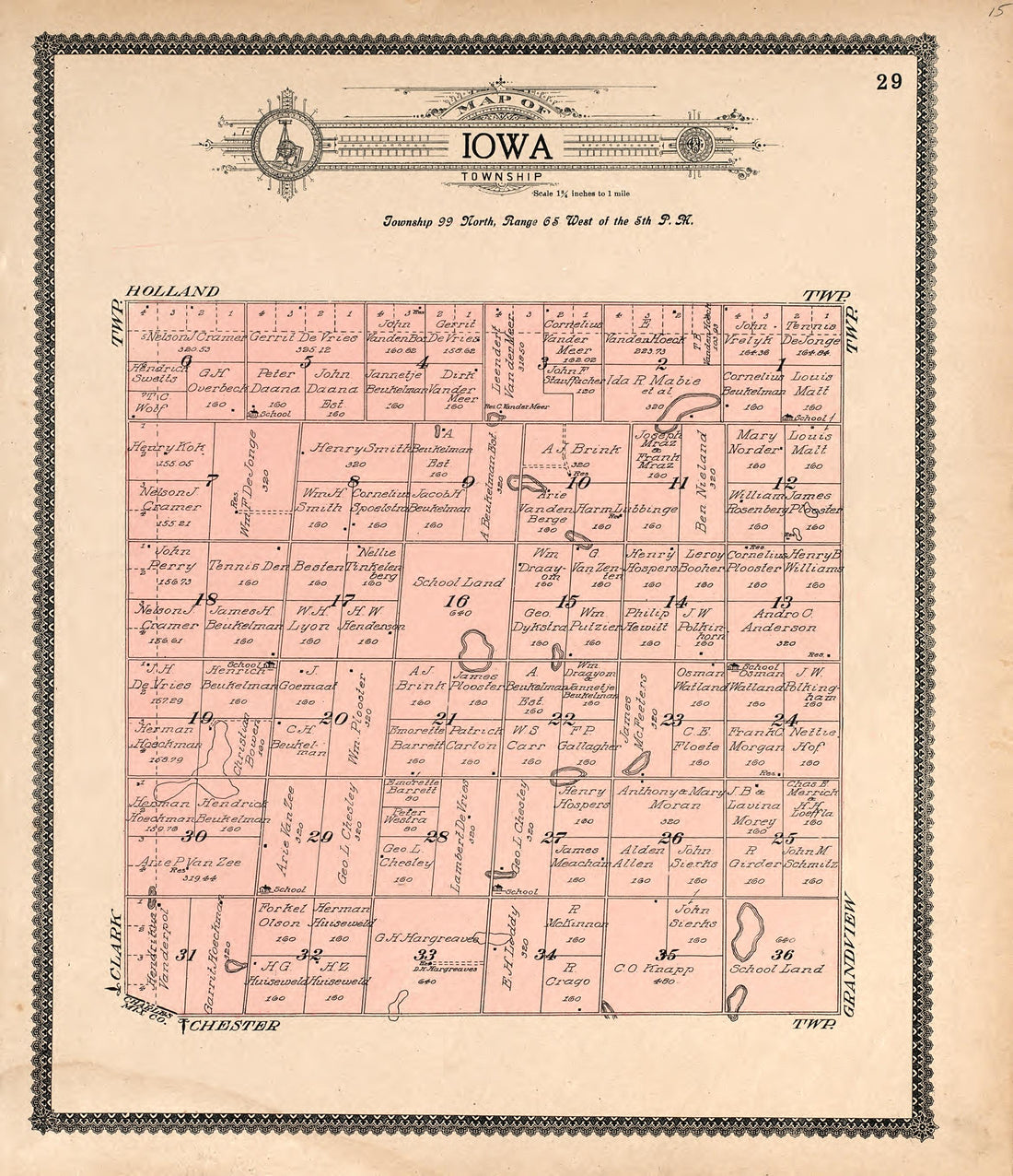 Map of Iowa Township from Standard Atlas of Douglas County, South Dakota : Including a Plat Book of the Villages, Cities and Townships of the County, Map of the State, United States and World, Patrons Directory, Reference … 1909 by Relic Map Company
