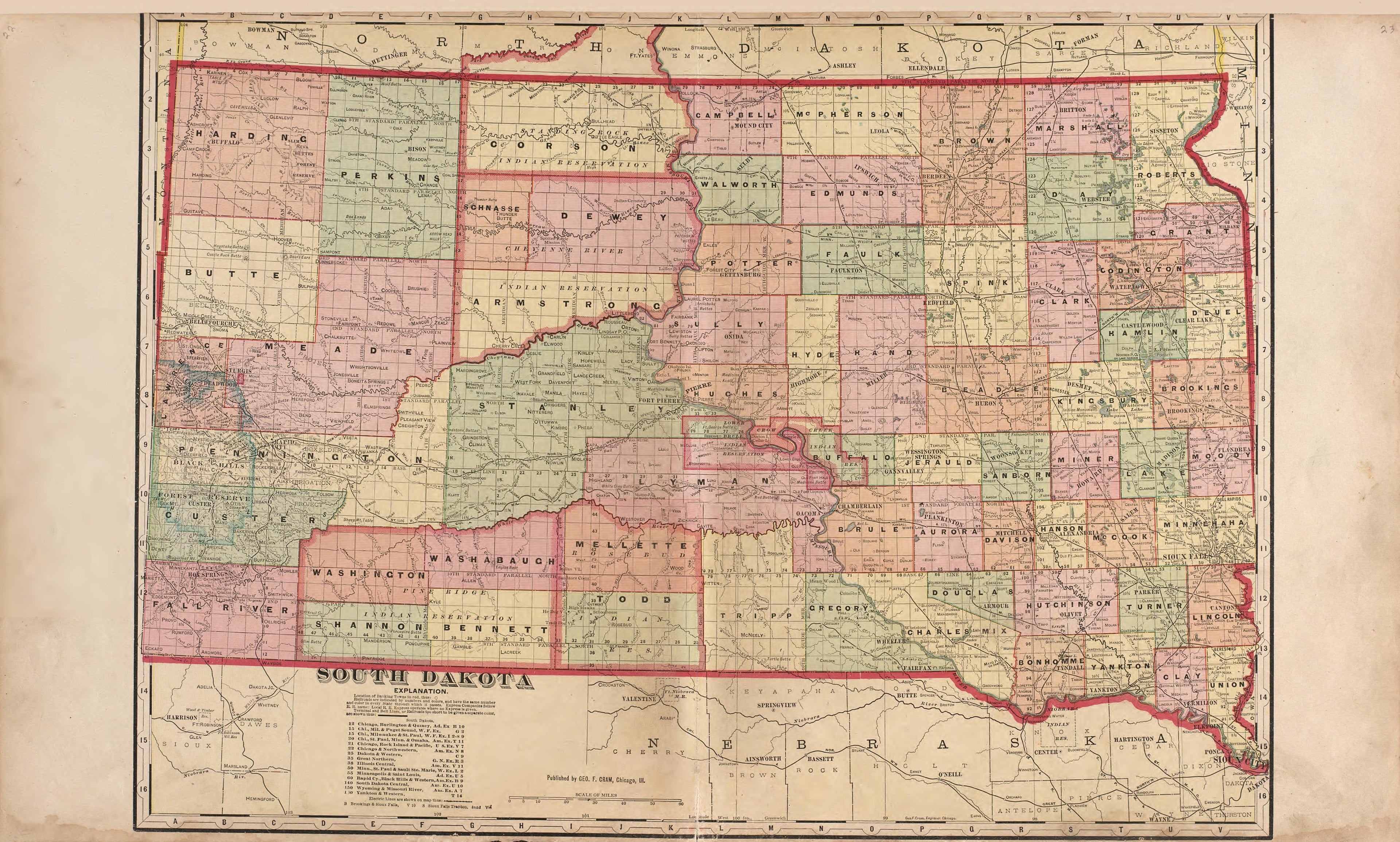 South Dakota from Standard Atlas of Douglas County, South Dakota : Including a Plat Book of the Villages, Cities and Townships of the County, Map of the State, United States and World, Patrons Directory, Reference … 1909 by Relic Map Company