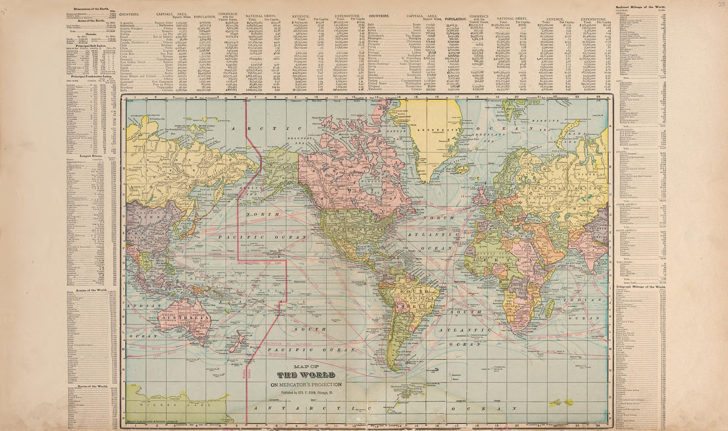 Map of the World On Mercator&