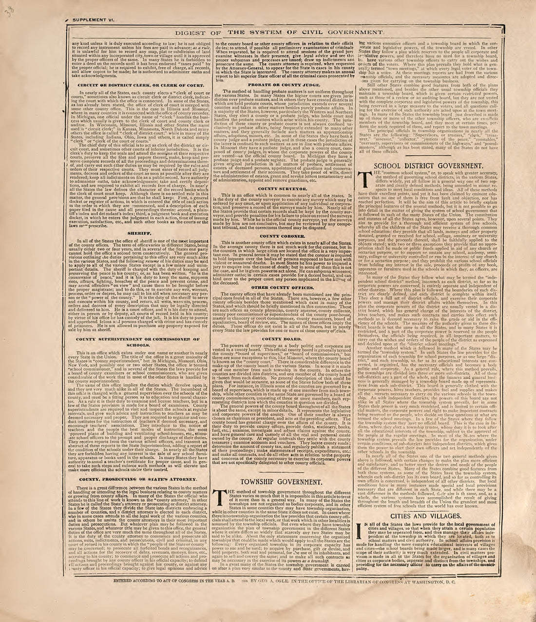 Digest of the System of Civil Government from Standard Atlas of Douglas County, South Dakota : Including a Plat Book of the Villages, Cities and Townships of the County, Map of the State, United States and World, Patrons Directory, Reference … 1909 by Relic Map Company