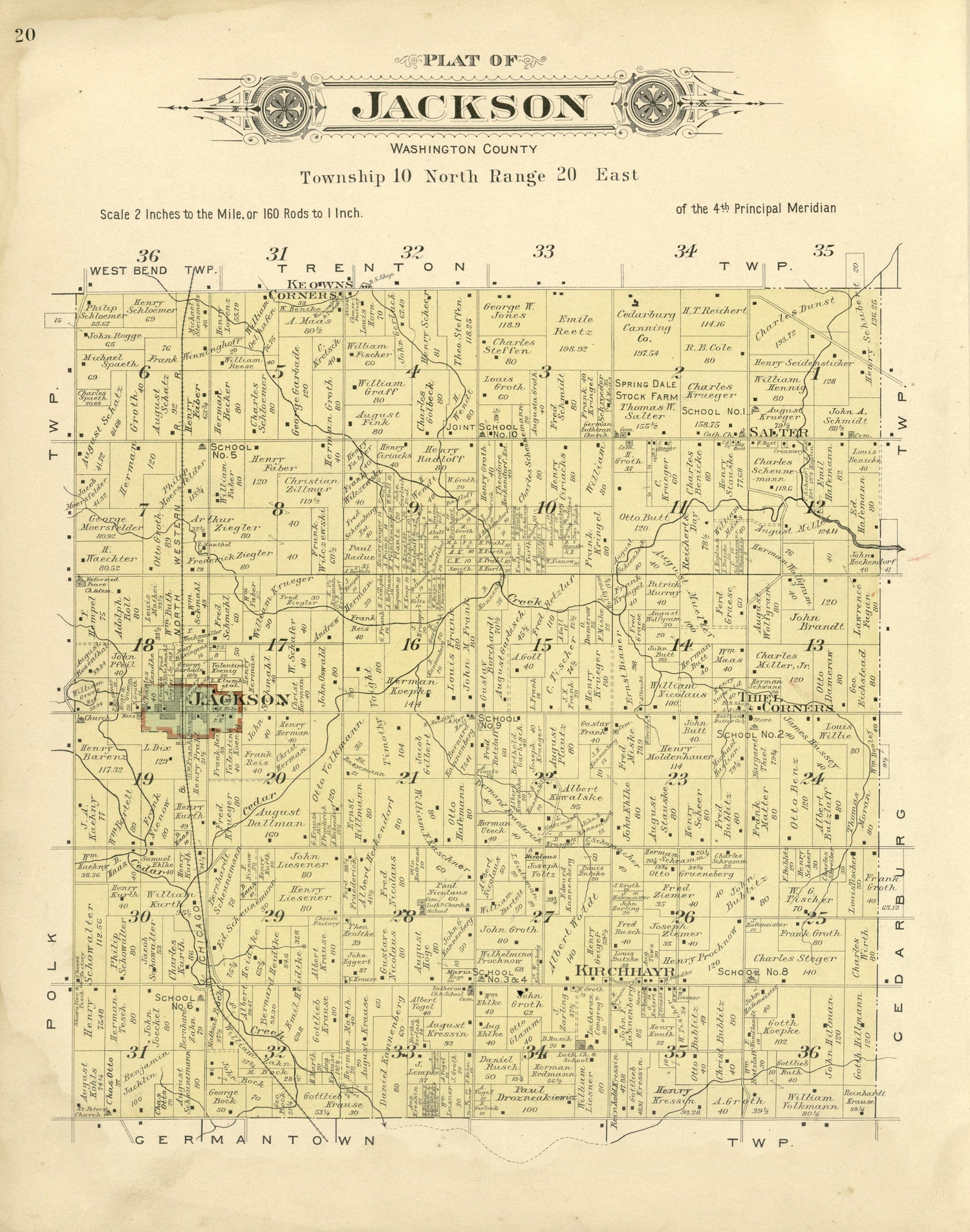 Plat of Jackson, Washington County from Plat Book of Washington and Ozaukee Counties, Wisconsin : Compiled from County Records and Actual Surveys 1915 by Relic Map Company