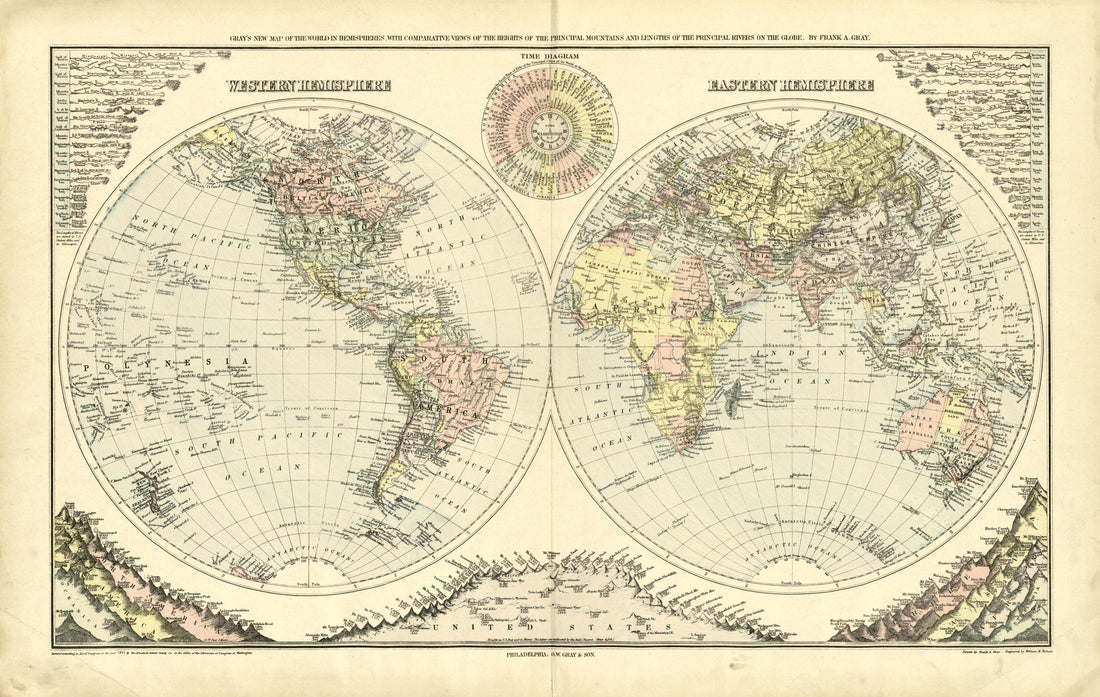 Western Hemisphere; Eastern Hemisphere from Plat Book of Washington and Ozaukee Counties, Wisconsin : Compiled from County Records and Actual Surveys 1915 by Relic Map Company
