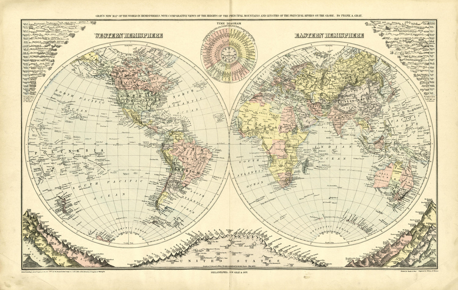 Western Hemisphere; Eastern Hemisphere from Plat Book of Washington and Ozaukee Counties, Wisconsin : Compiled from County Records and Actual Surveys 1915 by Relic Map Company