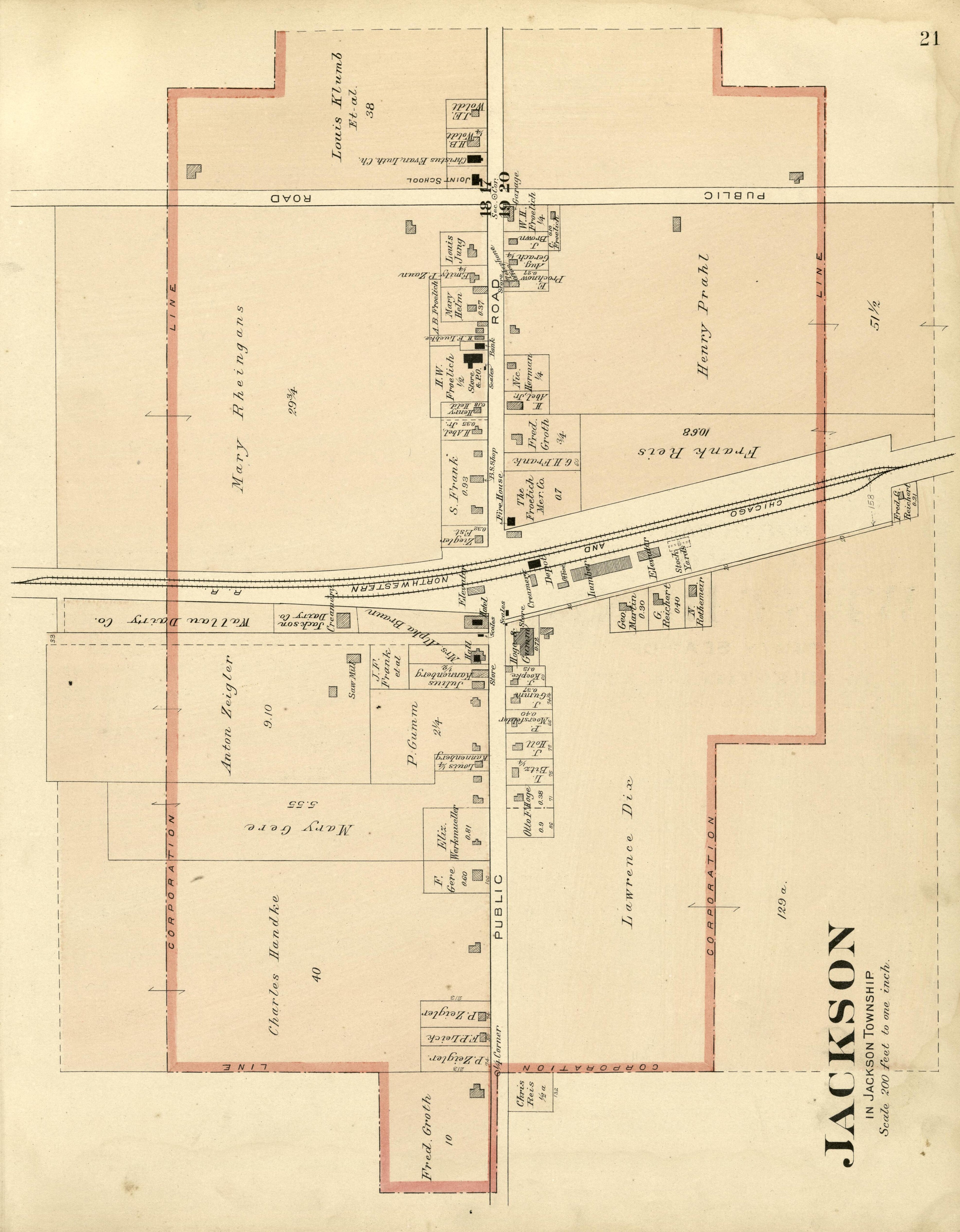 Jackson from Plat Book of Washington and Ozaukee Counties, Wisconsin : Compiled from County Records and Actual Surveys 1915 by Relic Map Company