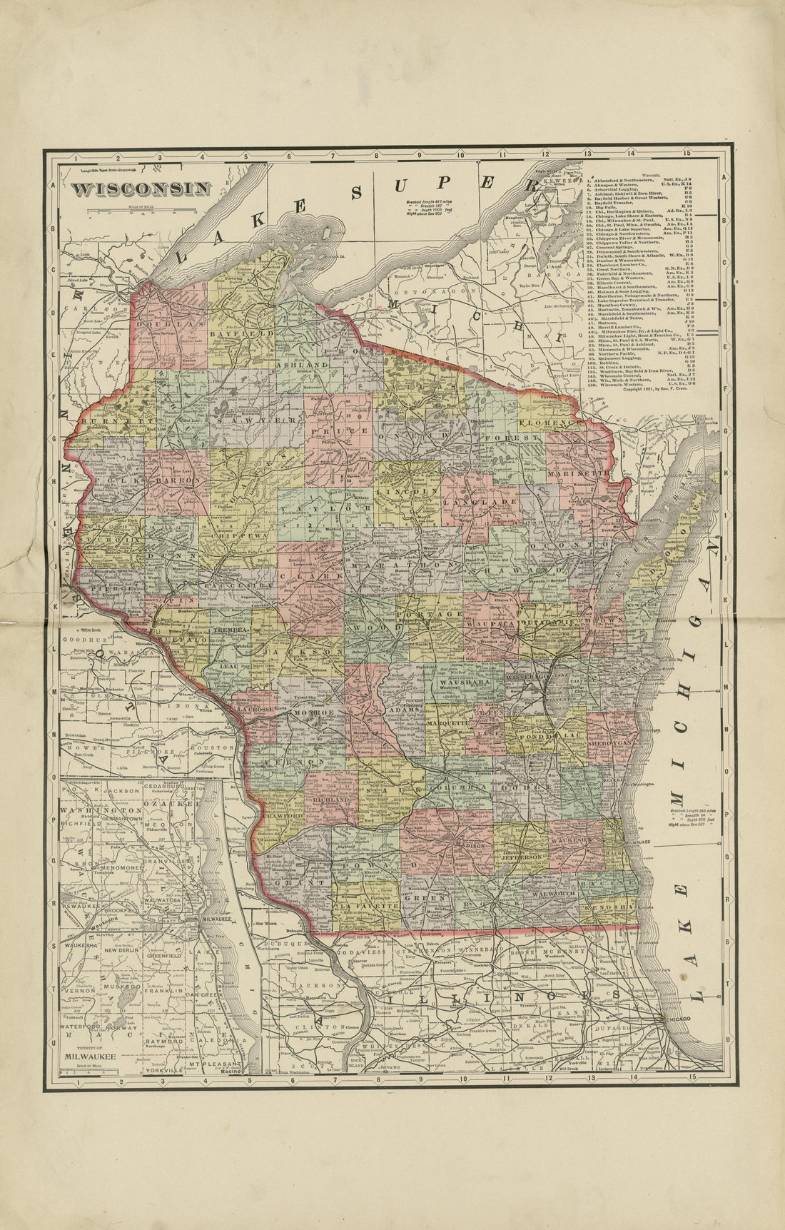 Wisconsin from Plat Book of Washington and Ozaukee Counties, Wisconsin : Compiled from County Records and Actual Surveys 1915 by Relic Map Company