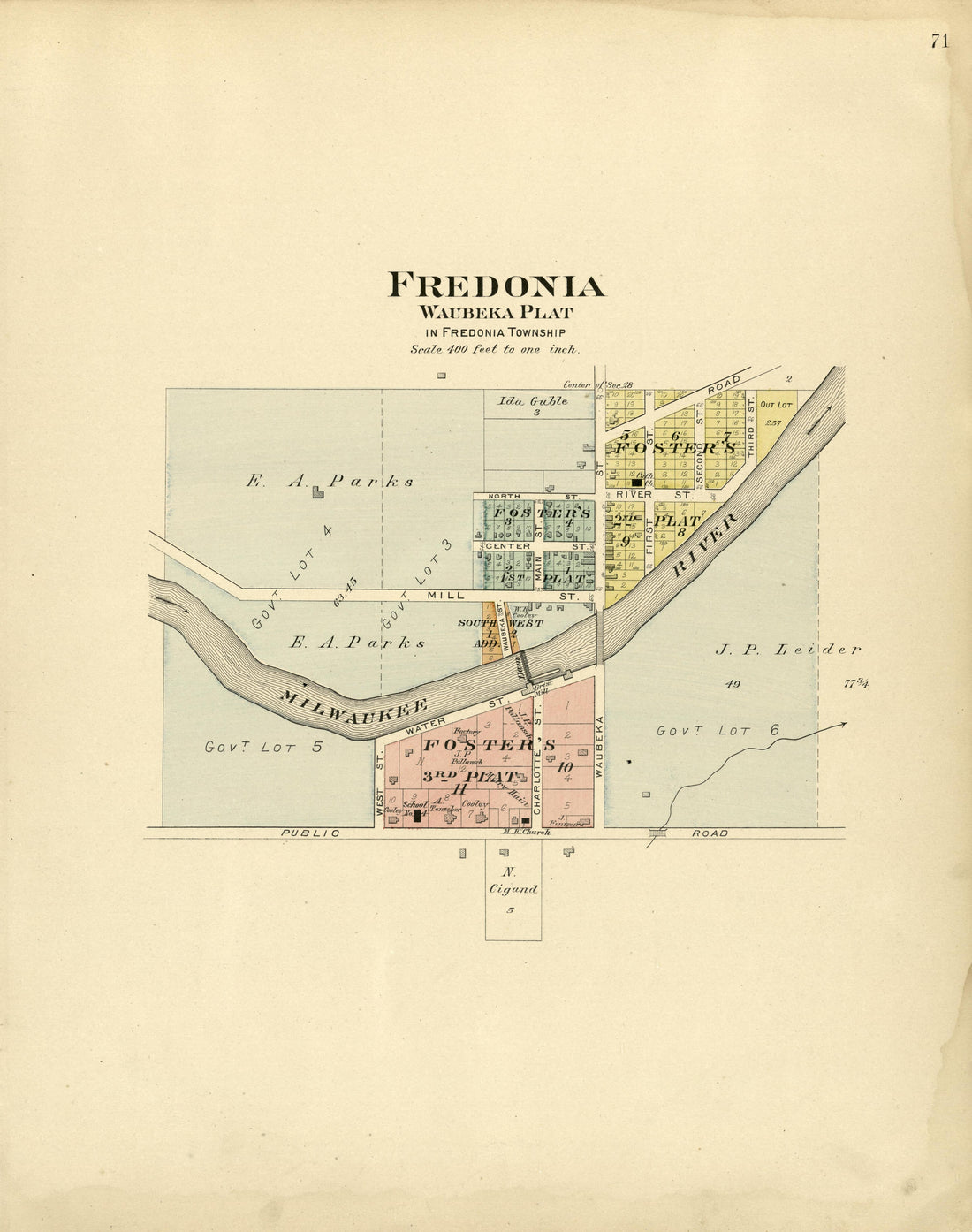 Fredonia from Plat Book of Washington and Ozaukee Counties, Wisconsin : Compiled from County Records and Actual Surveys 1915 by Relic Map Company